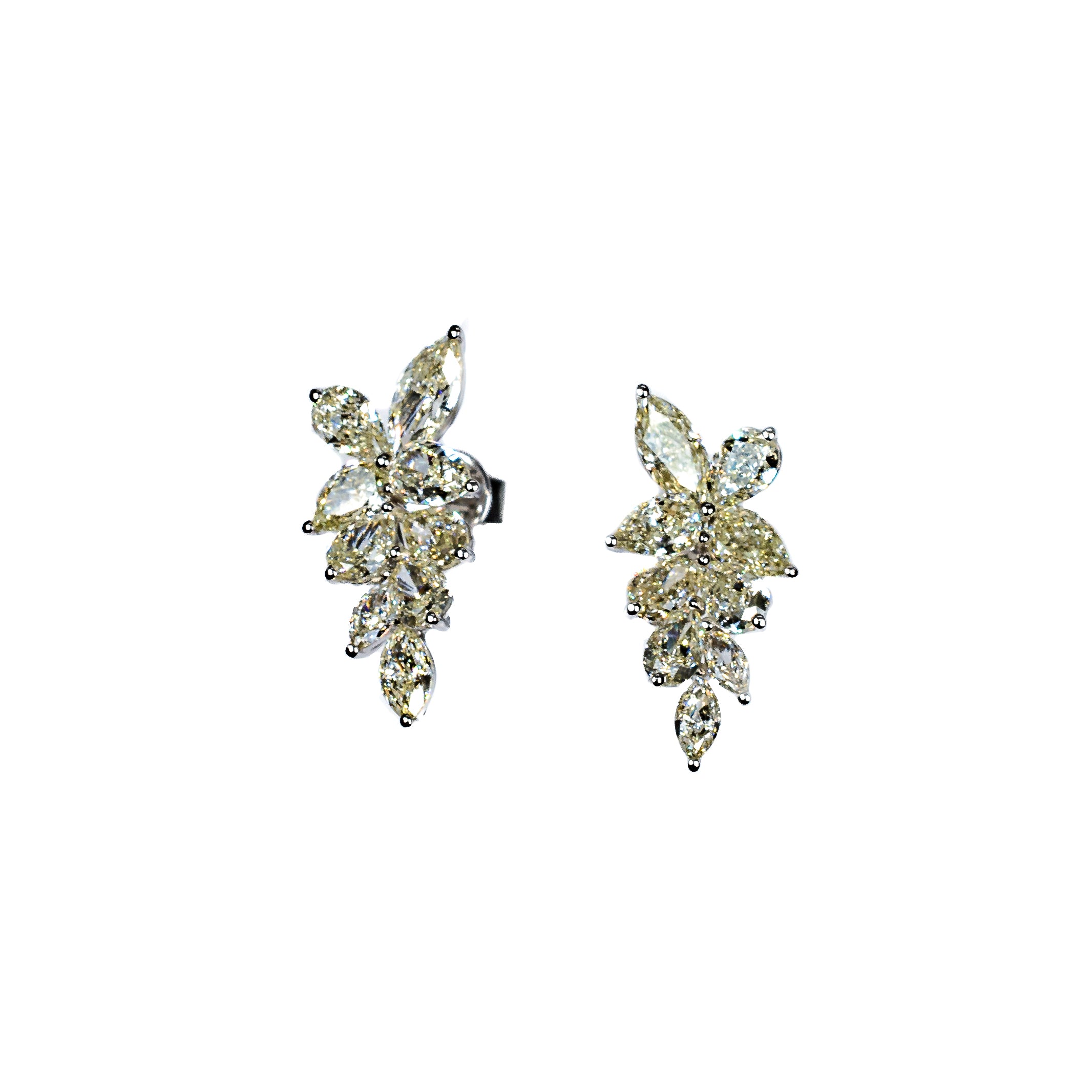 18K White Gold Pear Shape & Marquise Diamond Drop Earrings – 3.89 Carat