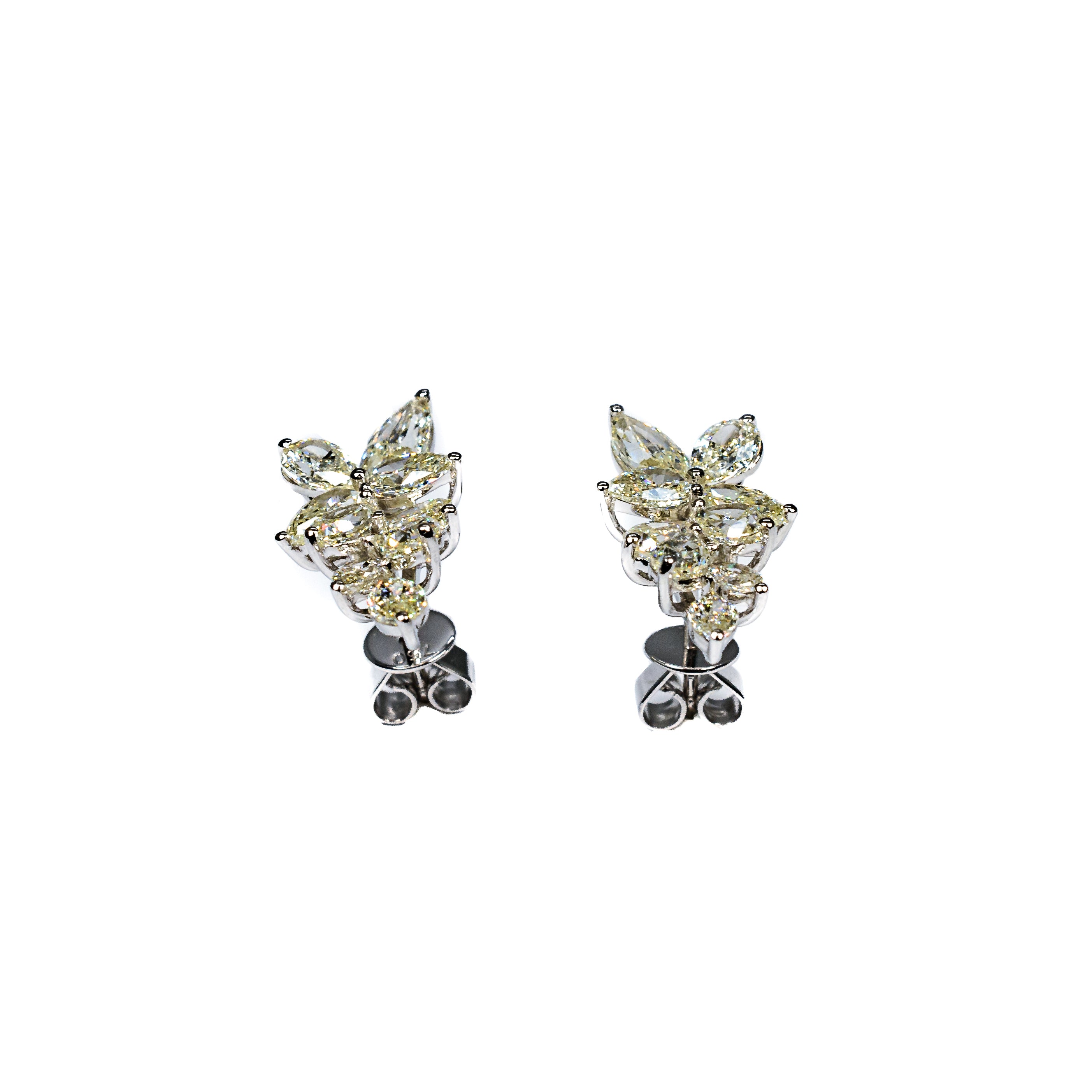 18K White Gold Pear Shape & Marquise Diamond Drop Earrings – 3.89 Carat