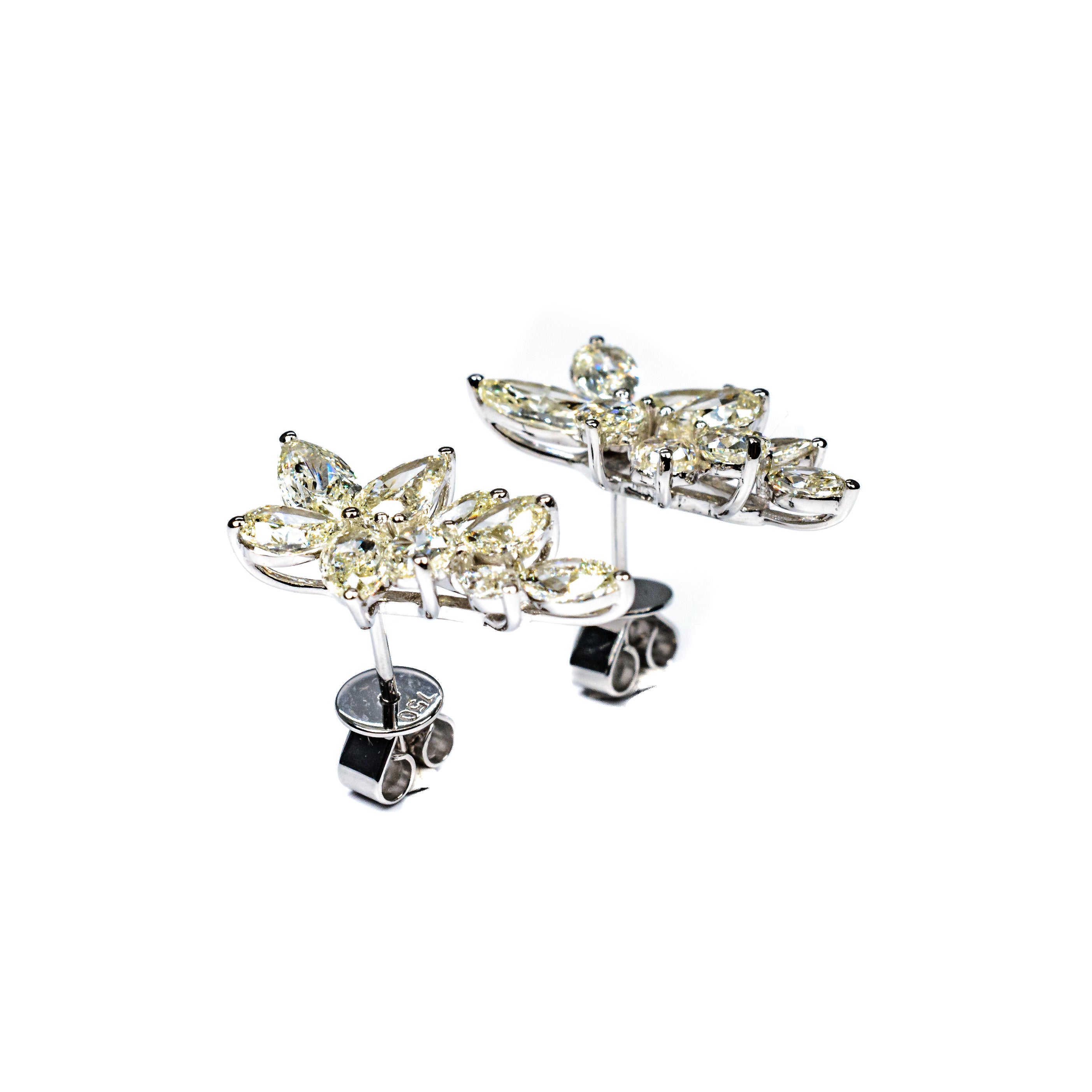18K White Gold Pear Shape & Marquise Diamond Drop Earrings – 3.89 Carat