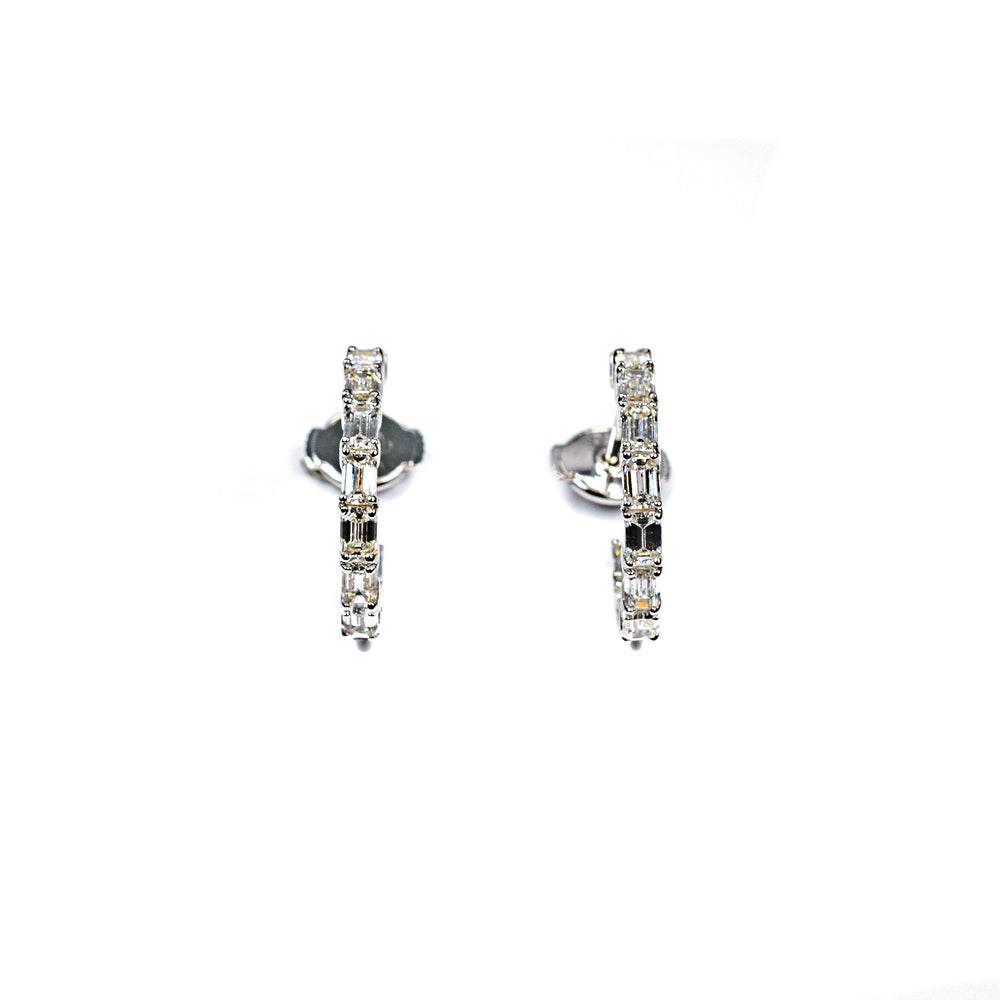 18K White Gold Baguette Diamond Inside-Outside Hoop Earrings – 1.77 Carat