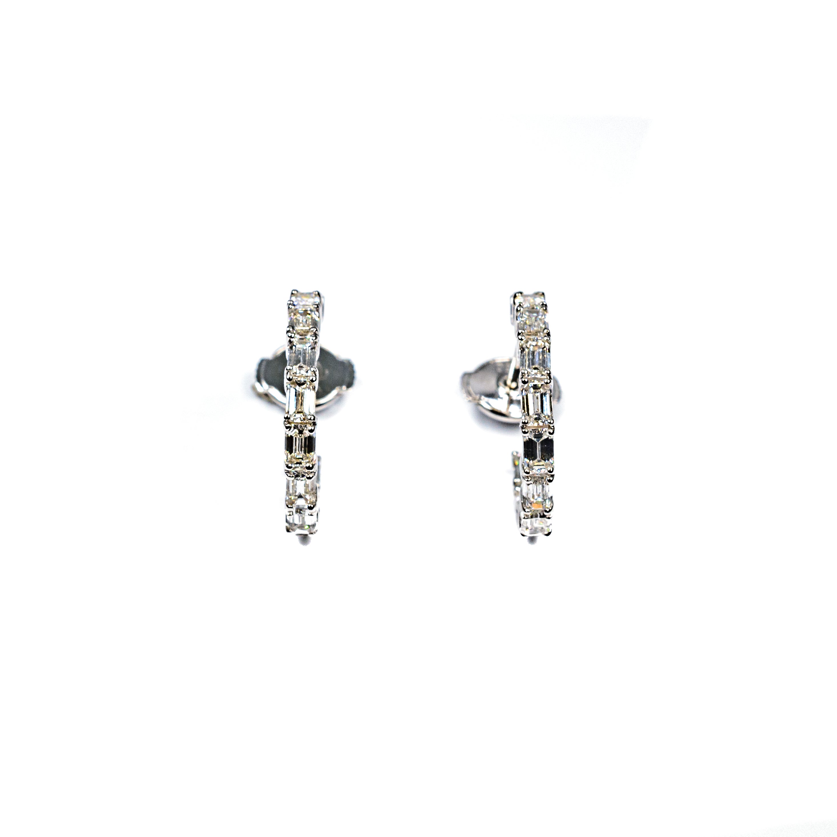 18K White Gold Baguette Diamond Inside-Outside Hoop Earrings – 1.77 Carat