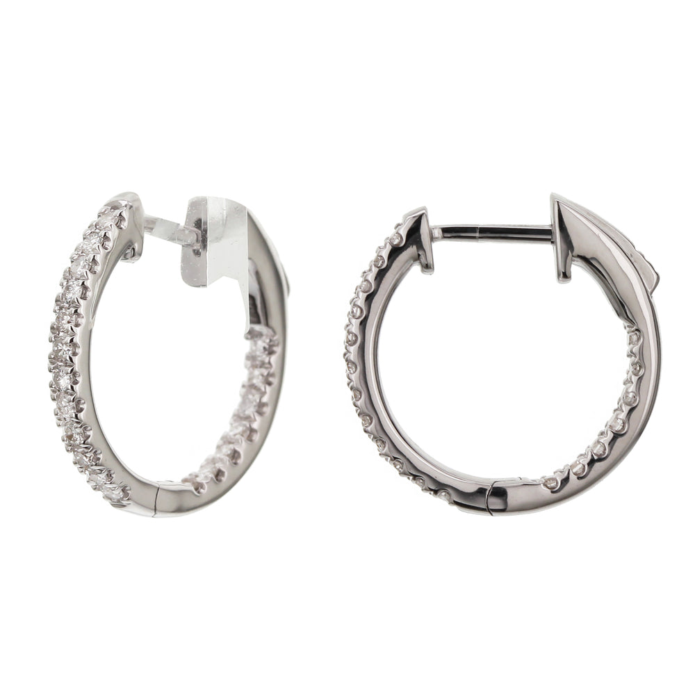 18K White Gold Diamond Inside Out Hoop Earrings 0.25 Carat
