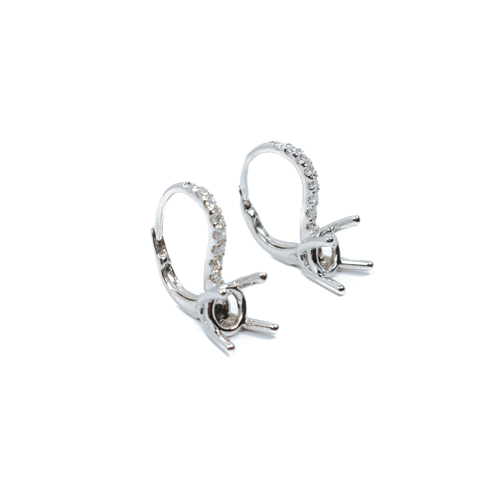 14K White Gold Diamond Huggie Earrings with Drop Setting at Golden Anvil Jewelers, Jupiter FL