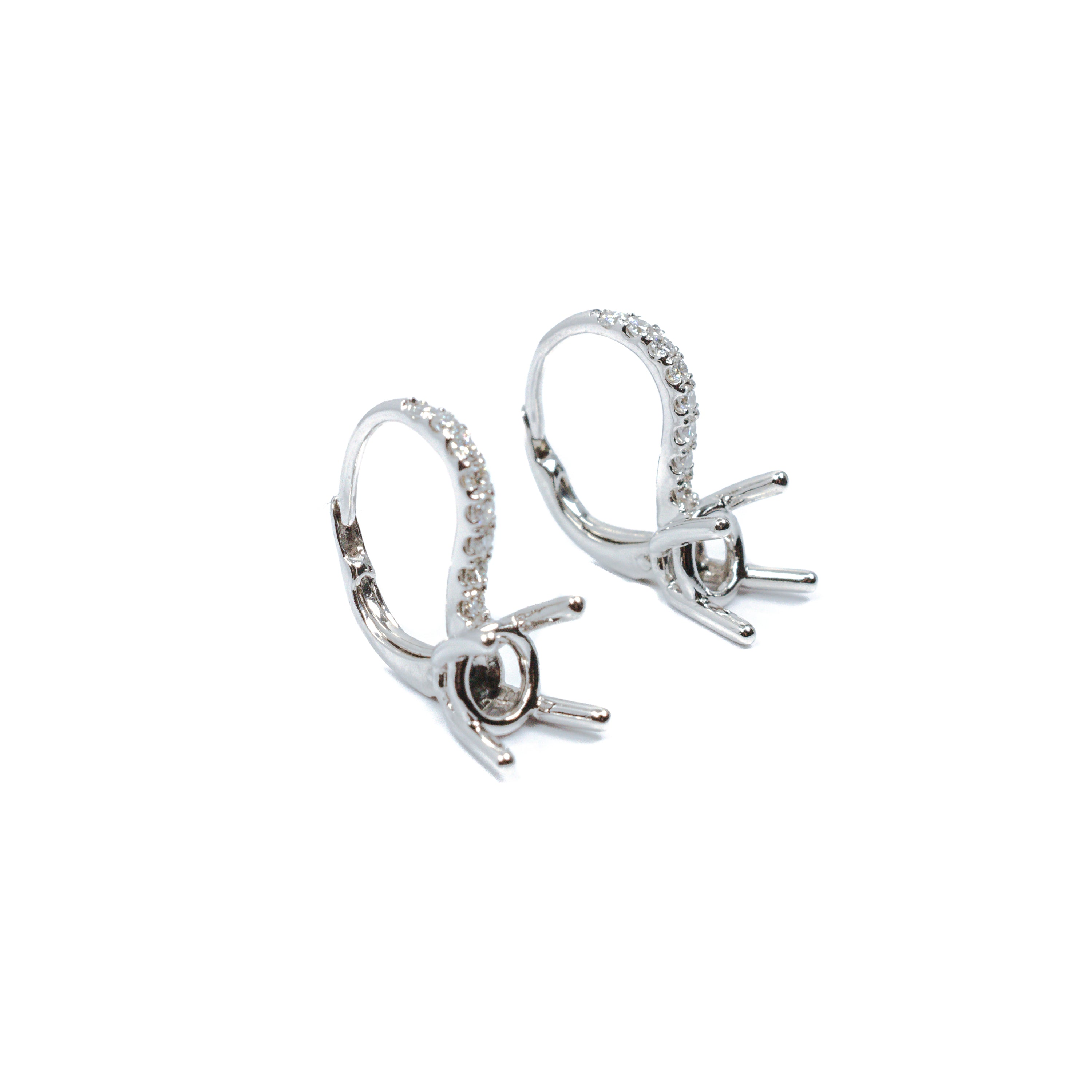 14K White Gold Diamond Huggie Earrings with Drop Setting