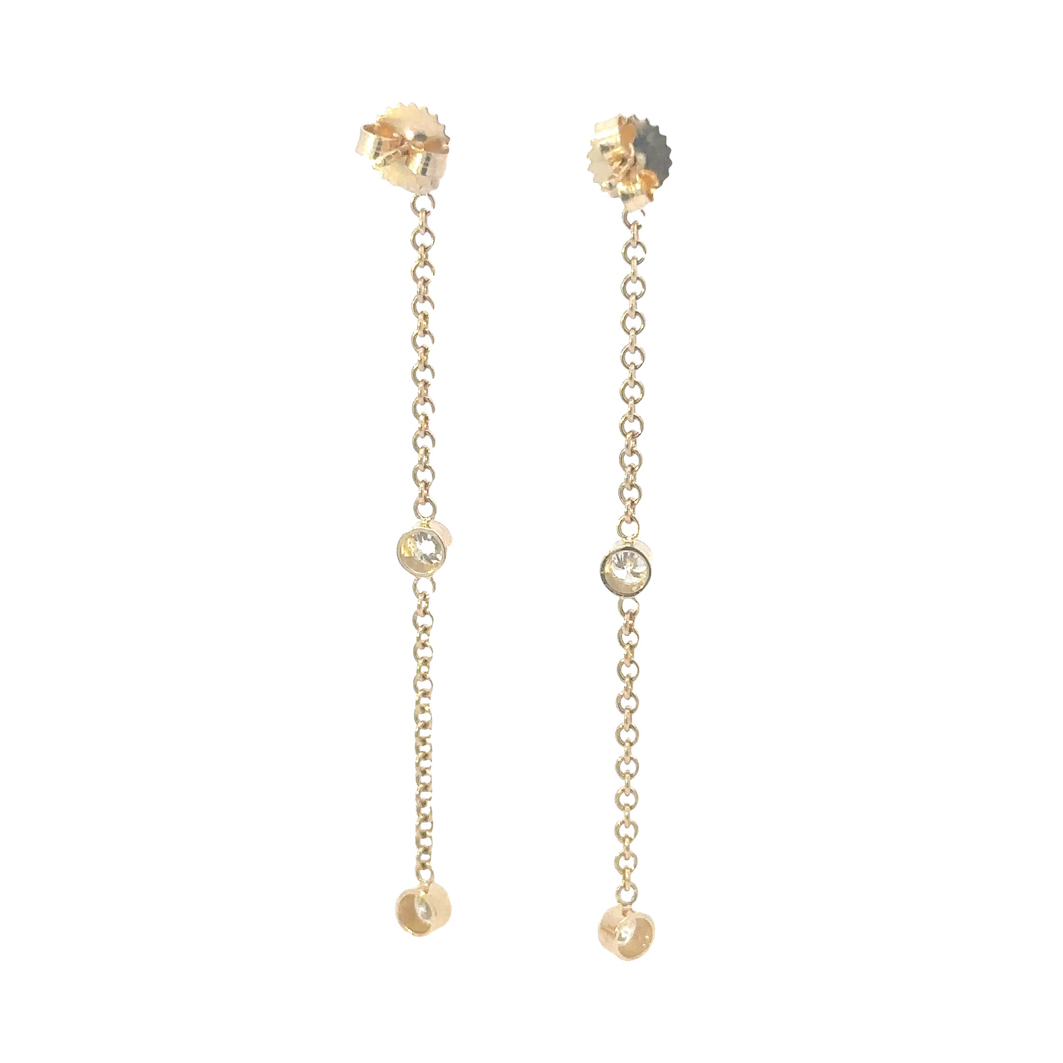 14K Yellow Gold Diamond Dangle Earrings 1.50 Carat Total