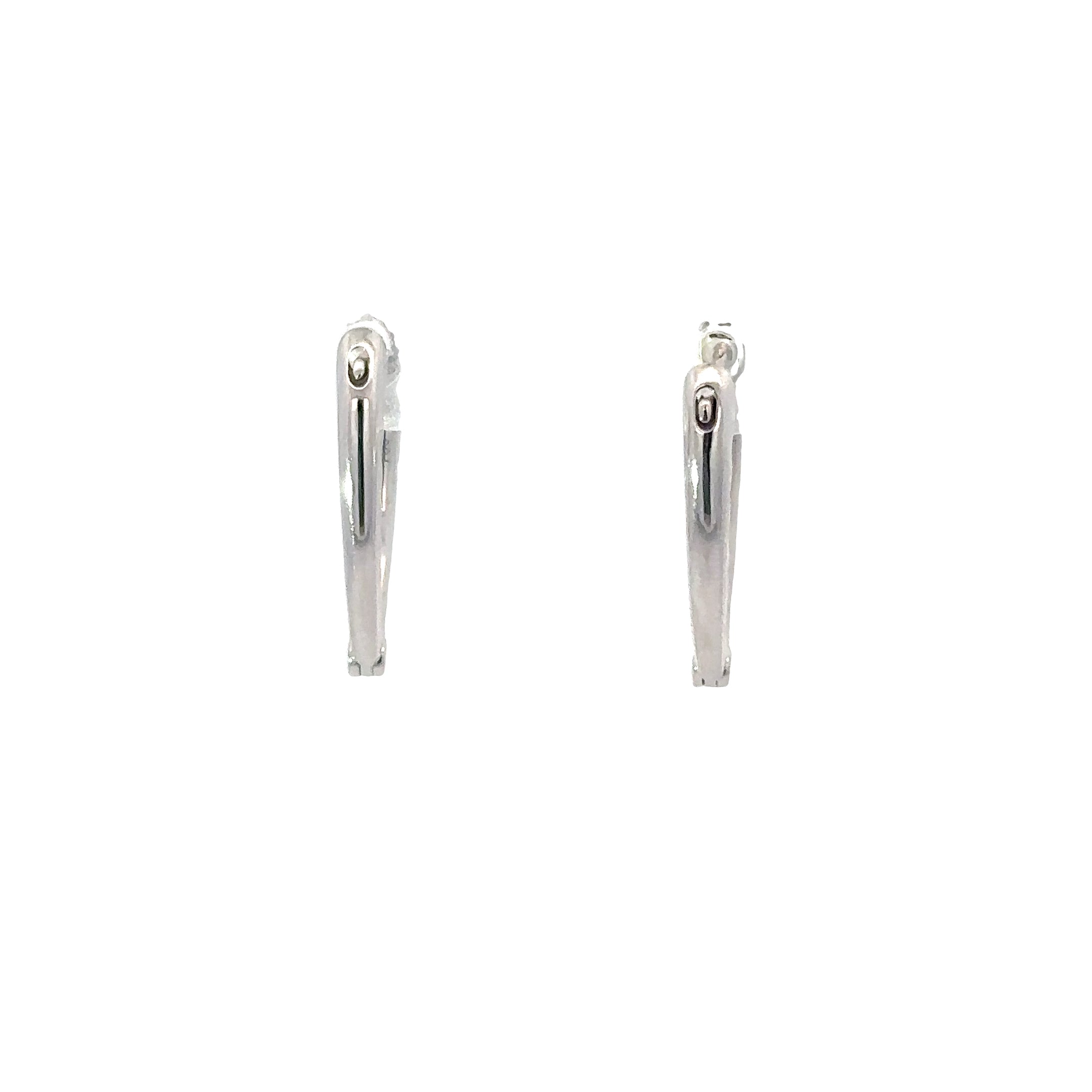 18K White Gold Inside-Outside Diamond V Hoop Earrings