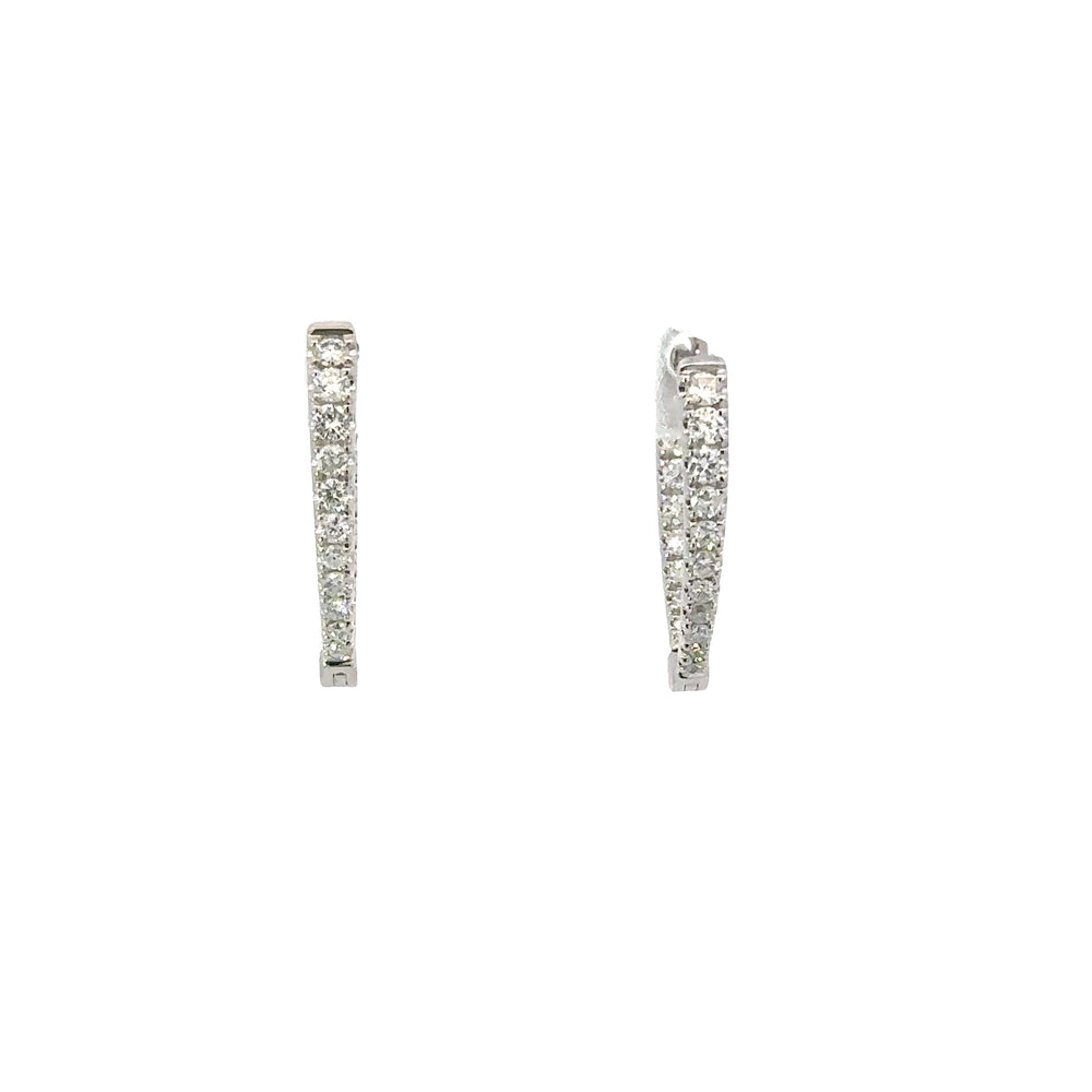 18K White Gold Inside-Outside Diamond V Hoop Earrings