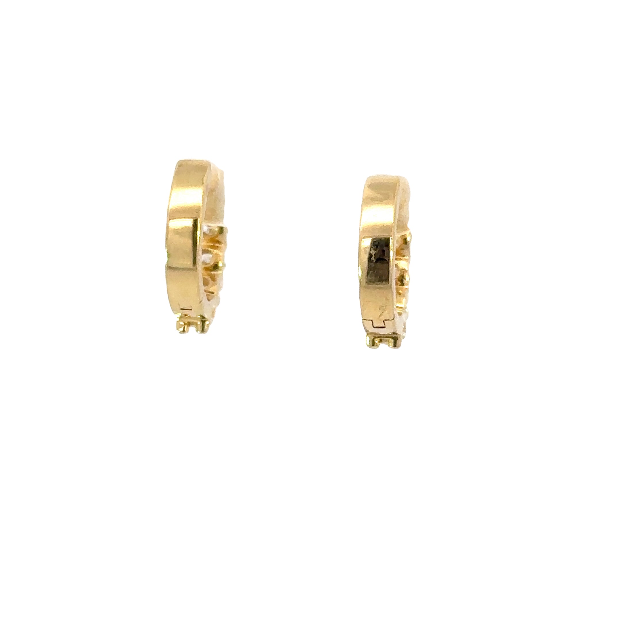 18K Yellow Gold Diamond Huggie Hoop Earrings 1.50 Carat Total