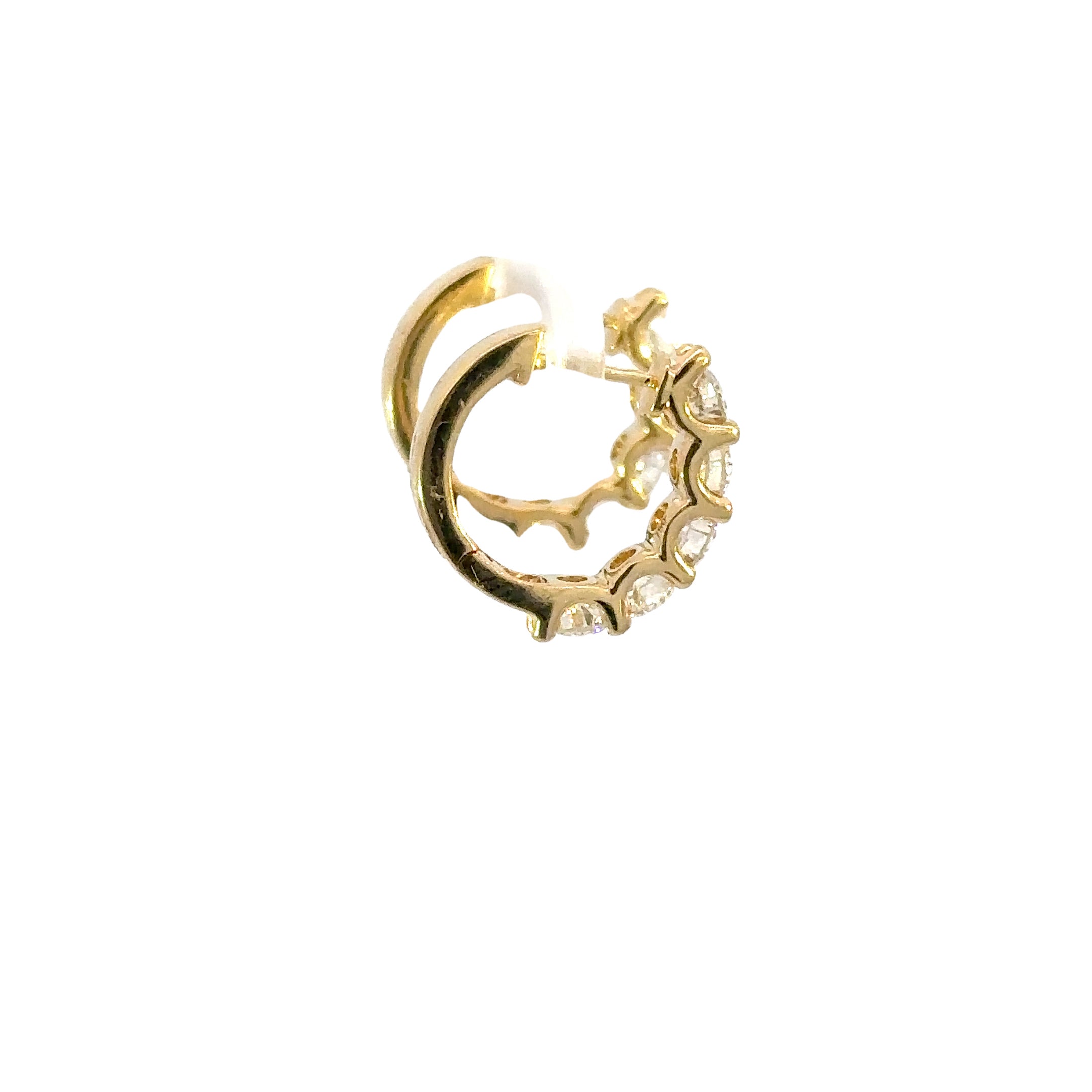 18K Yellow Gold Diamond Huggie Hoop Earrings 1.50 Carat Total
