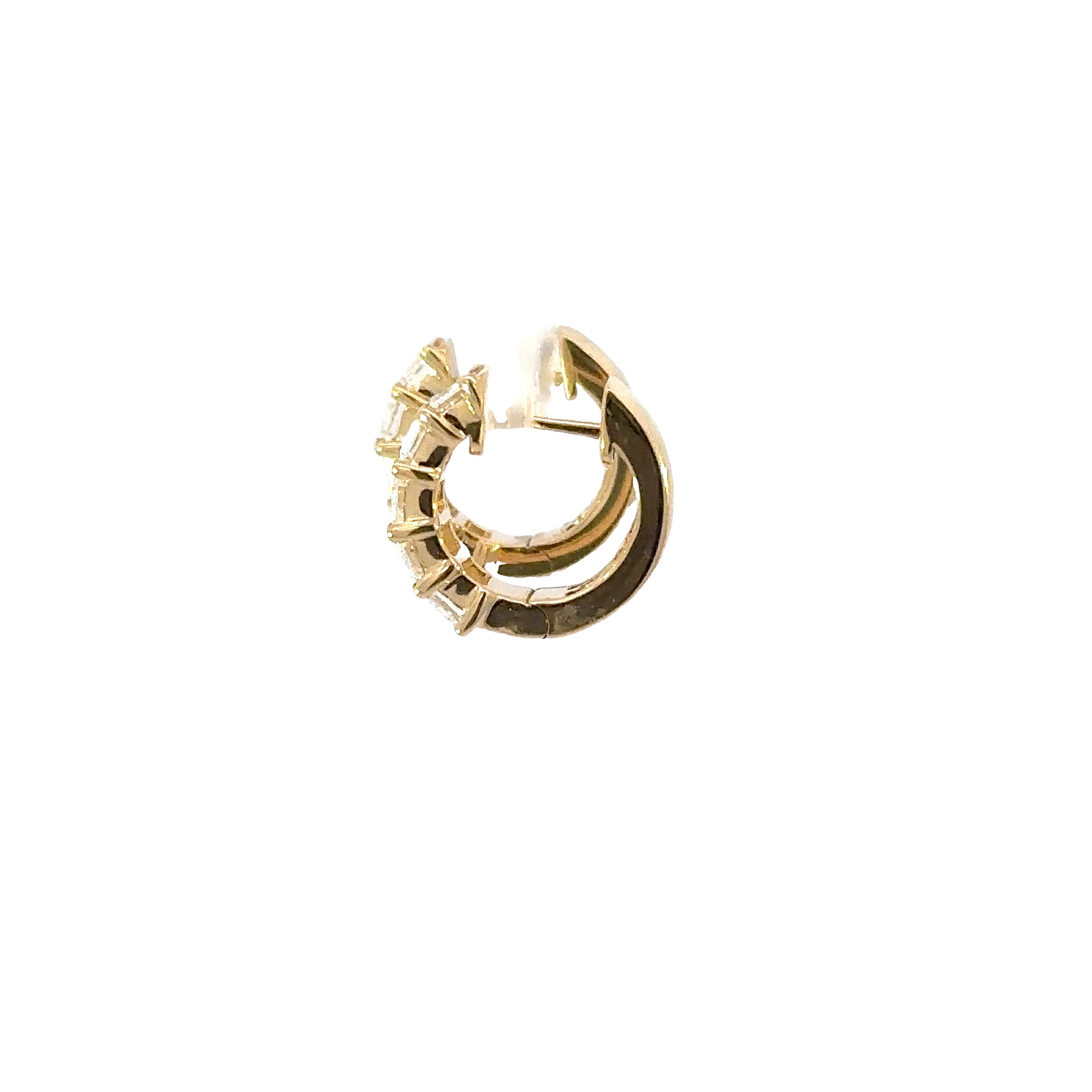 18K Yellow Gold Emerald-Cut Diamond Huggie Earrings