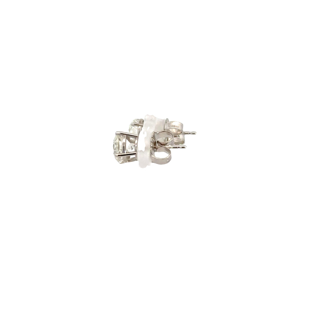 14K White Gold Round Diamond Stud Earrings 2.00 Carat Total