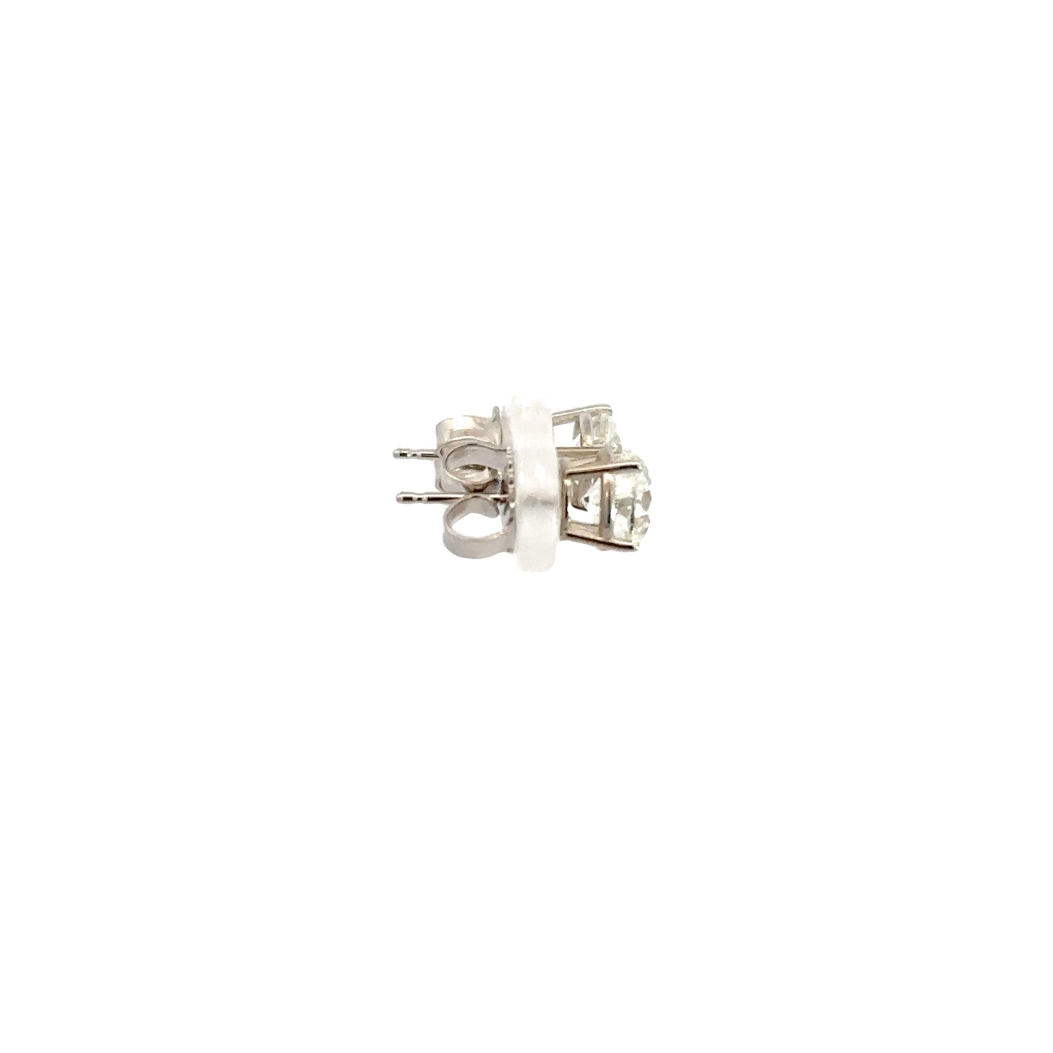 14K White Gold Round Diamond Stud Earrings 2.00 Carat Total
