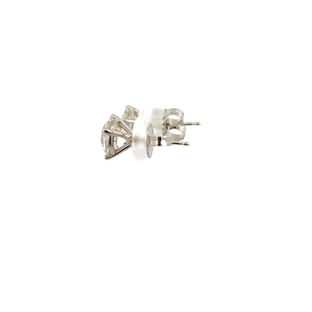 14K White Gold Round Diamond Stud Earrings 3.03 Carat Total