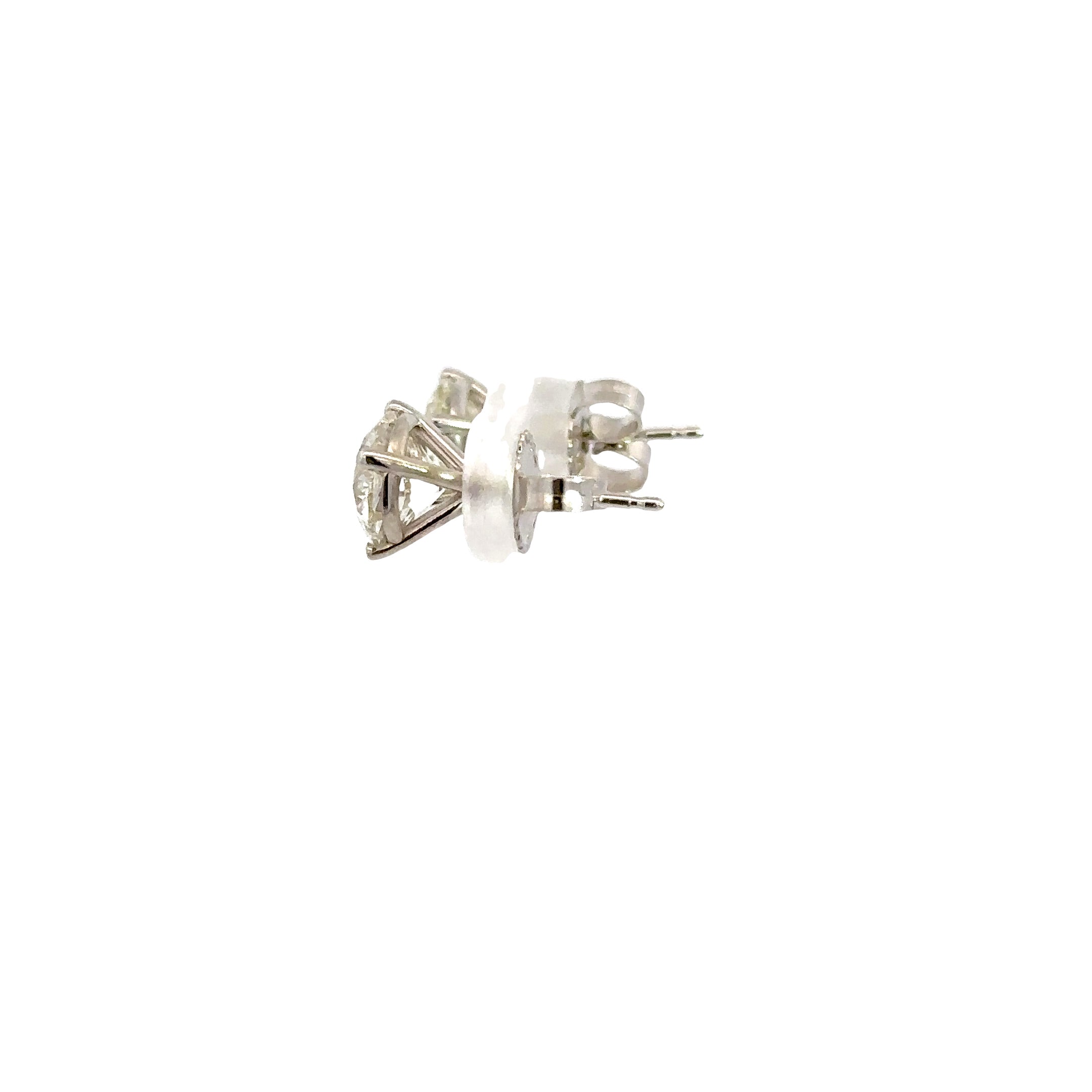 14K White Gold Round Diamond Stud Earrings 3.03 Carat Total