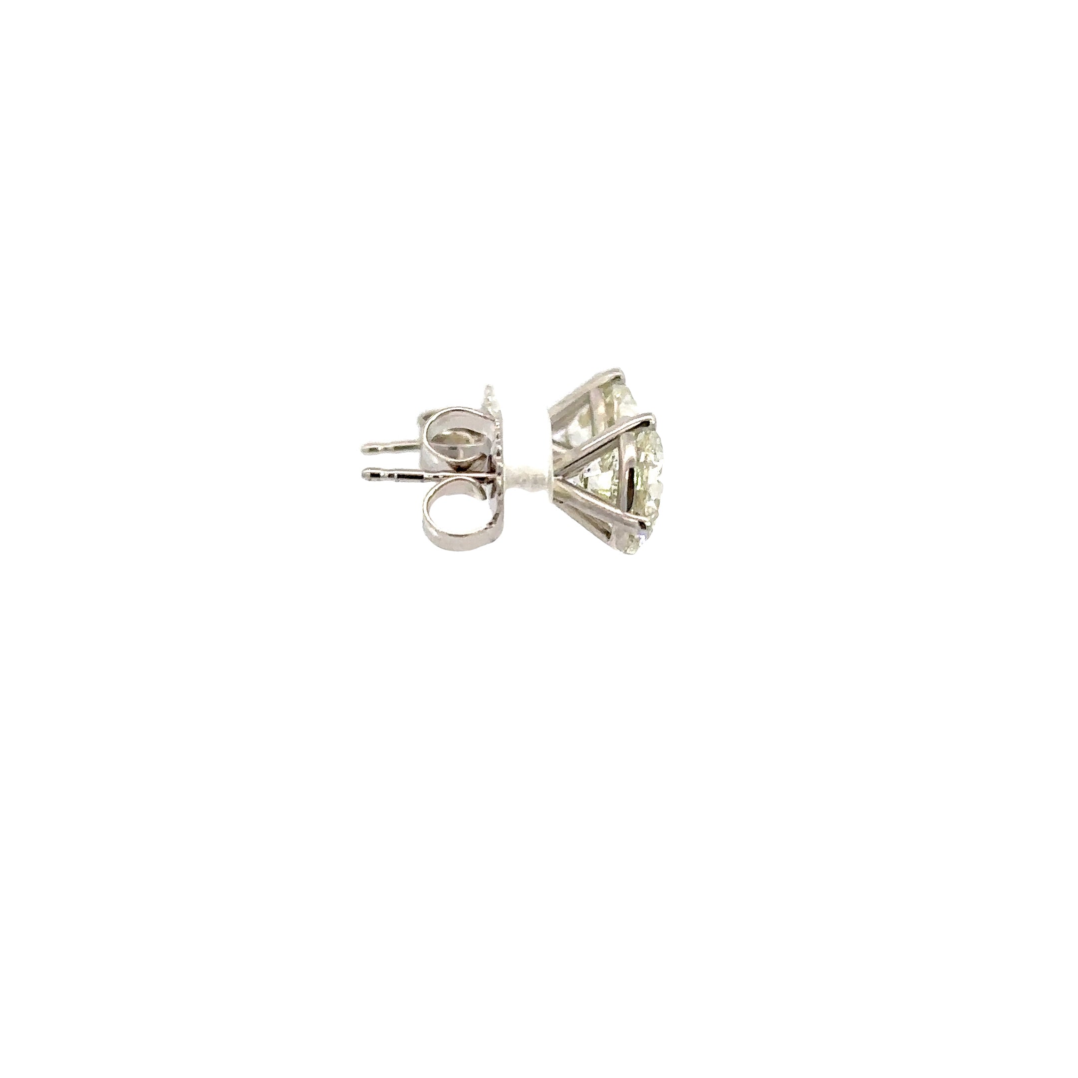 14K White Gold Round Diamond Stud Earrings 3.03 Carat Total