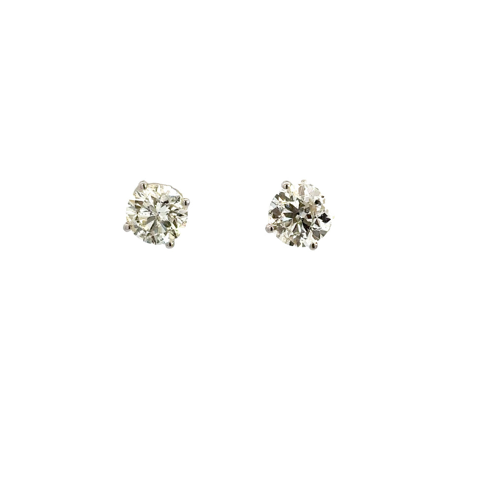 14K White Gold Round Diamond Stud Earrings 3.03 Carat Total