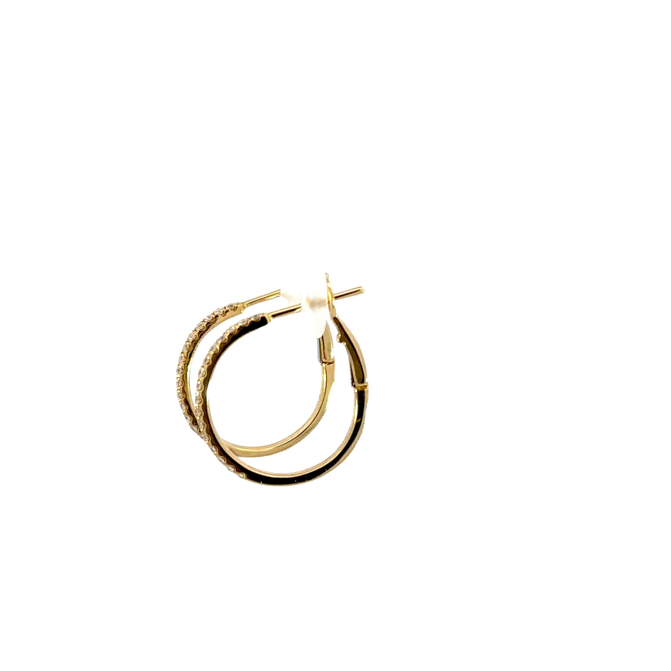 14K Yellow Gold Diamond Hoop Earrings