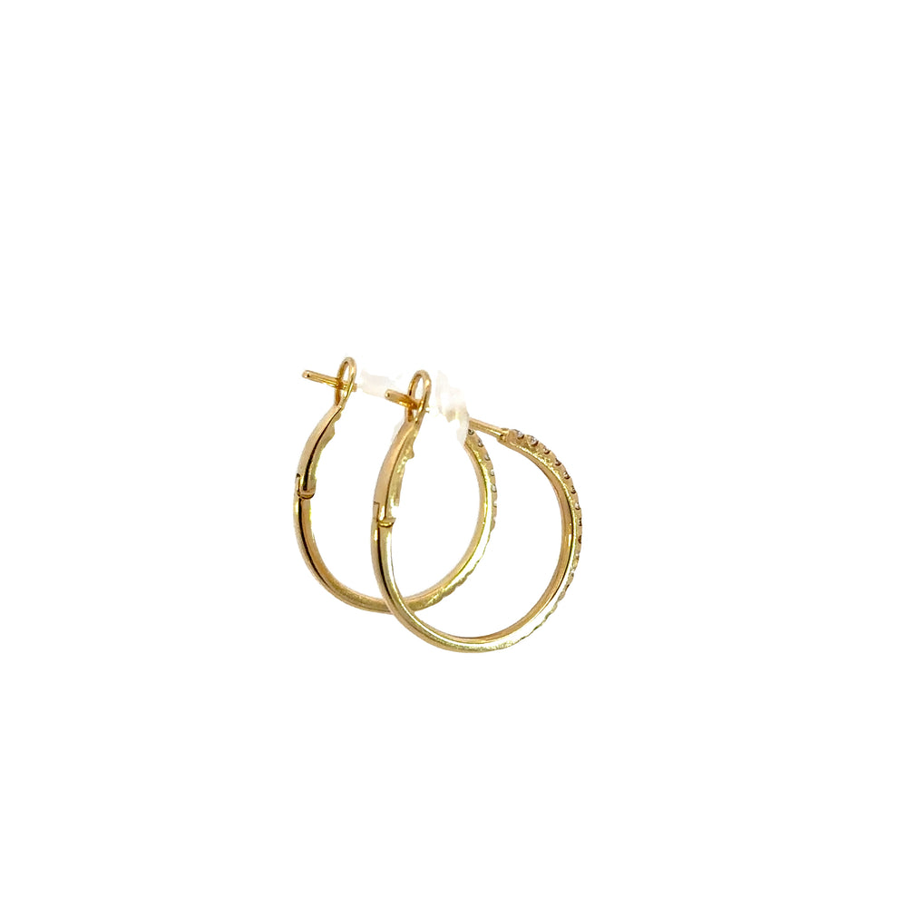 14K Yellow Gold Diamond Hoop Earrings