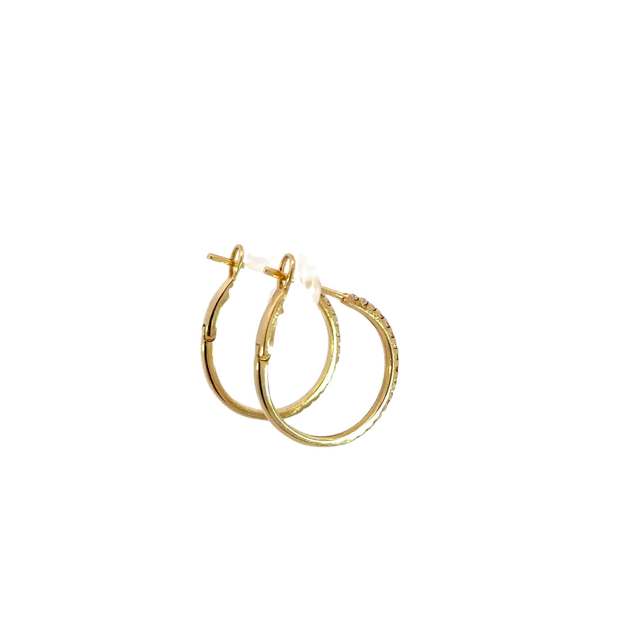 14K Yellow Gold Diamond Hoop Earrings