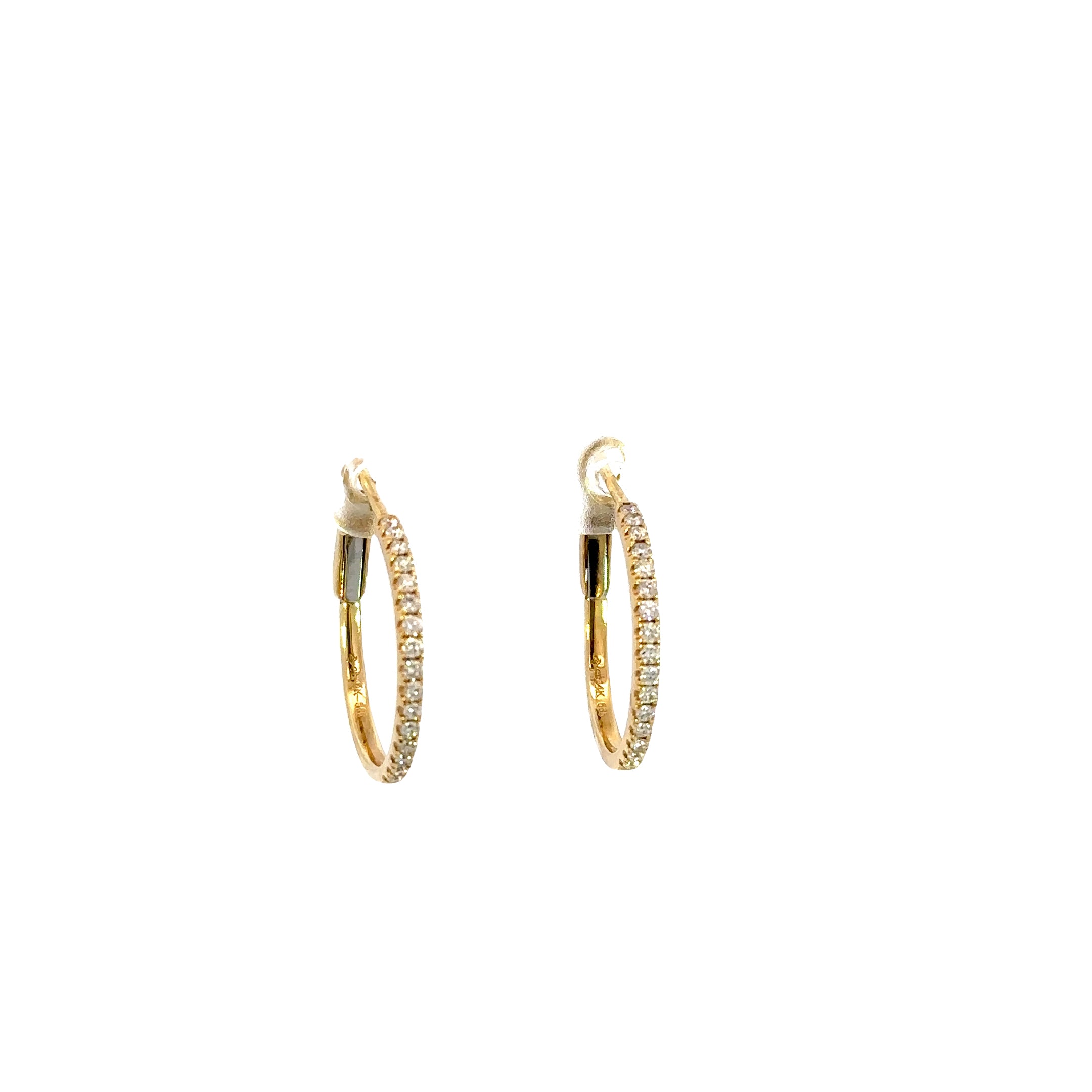 14K Yellow Gold Diamond Hoop Earrings