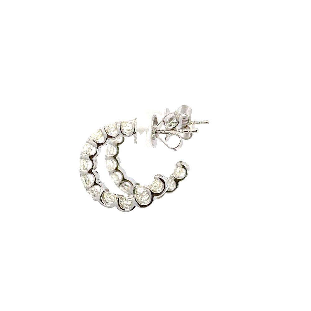 18K White Gold Inside-Outside Diamond Hoop Earrings 3.53 Carat Total