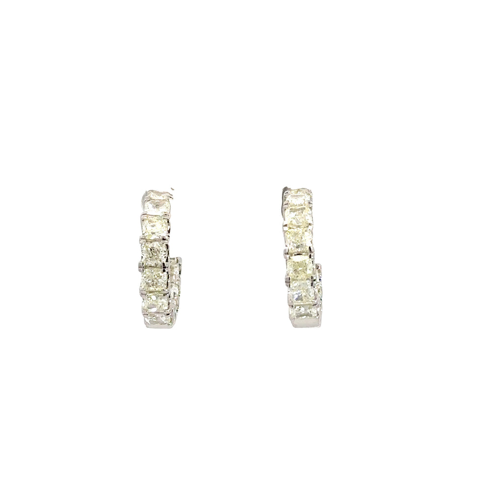 18K White Gold Inside-Outside Diamond Hoop Earrings 3.53 Carat Total
