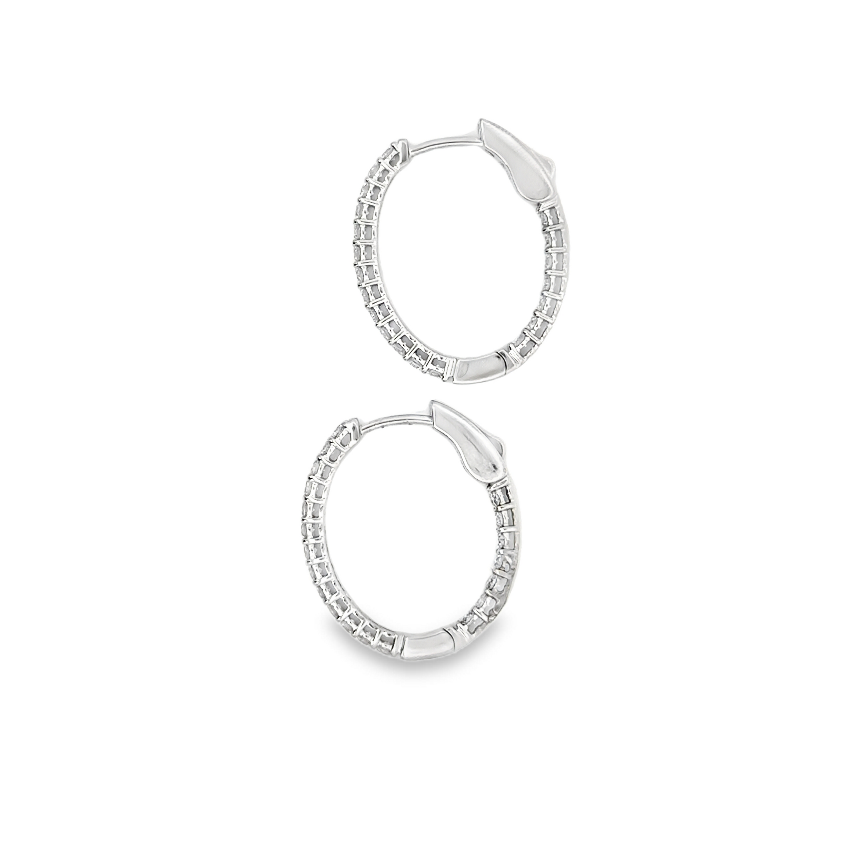 14K White Gold Diamond In/Out Hoop Earrings 1.00 Carat