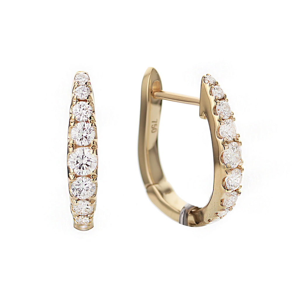 18K Yellow Gold Diamond Huggie Earrings
