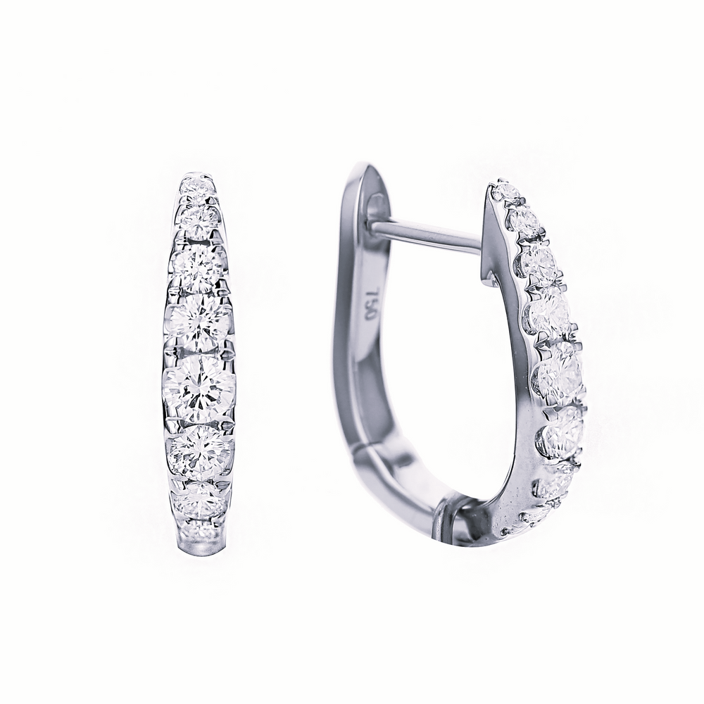 18K White Gold Diamond Huggie Hoops 0.40 Carat