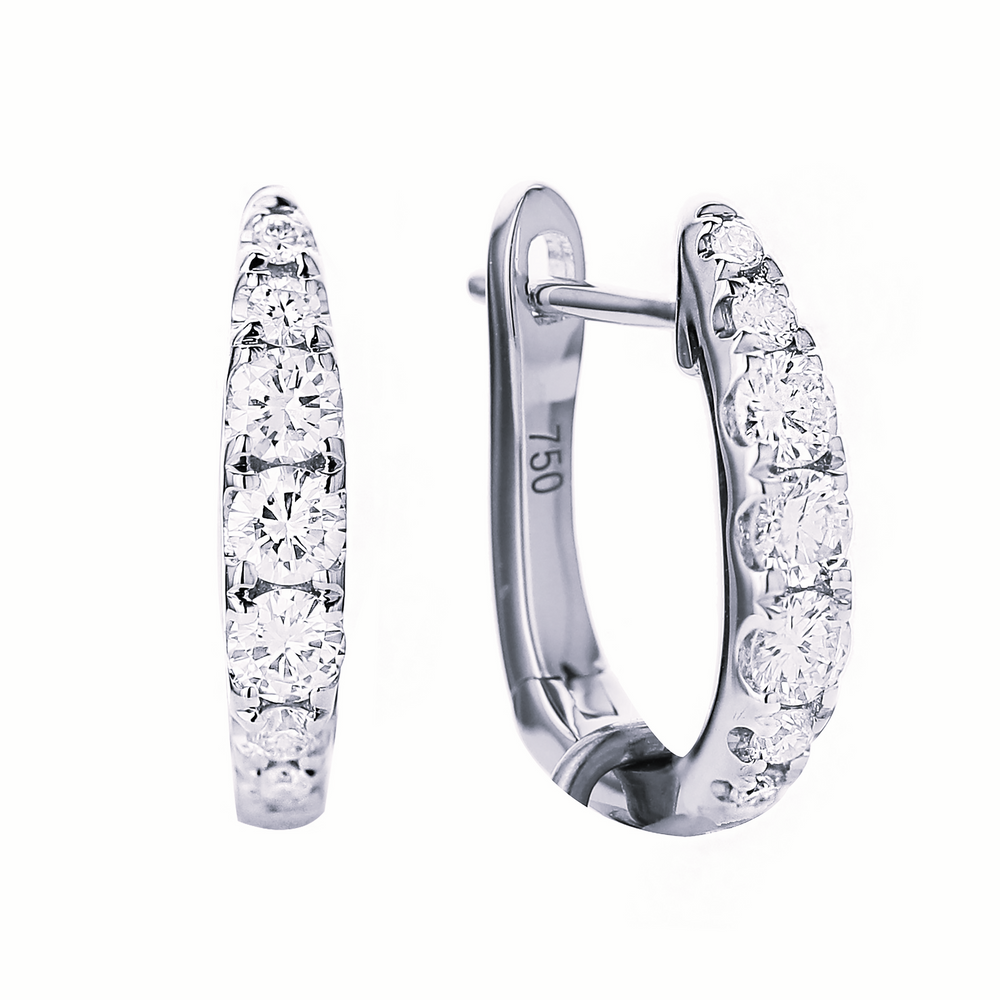 18K White Gold Diamond Huggie Hoops 0.28 Carat