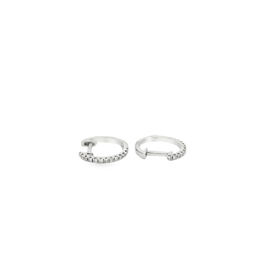 18K White Gold Diamond Huggie Earrings