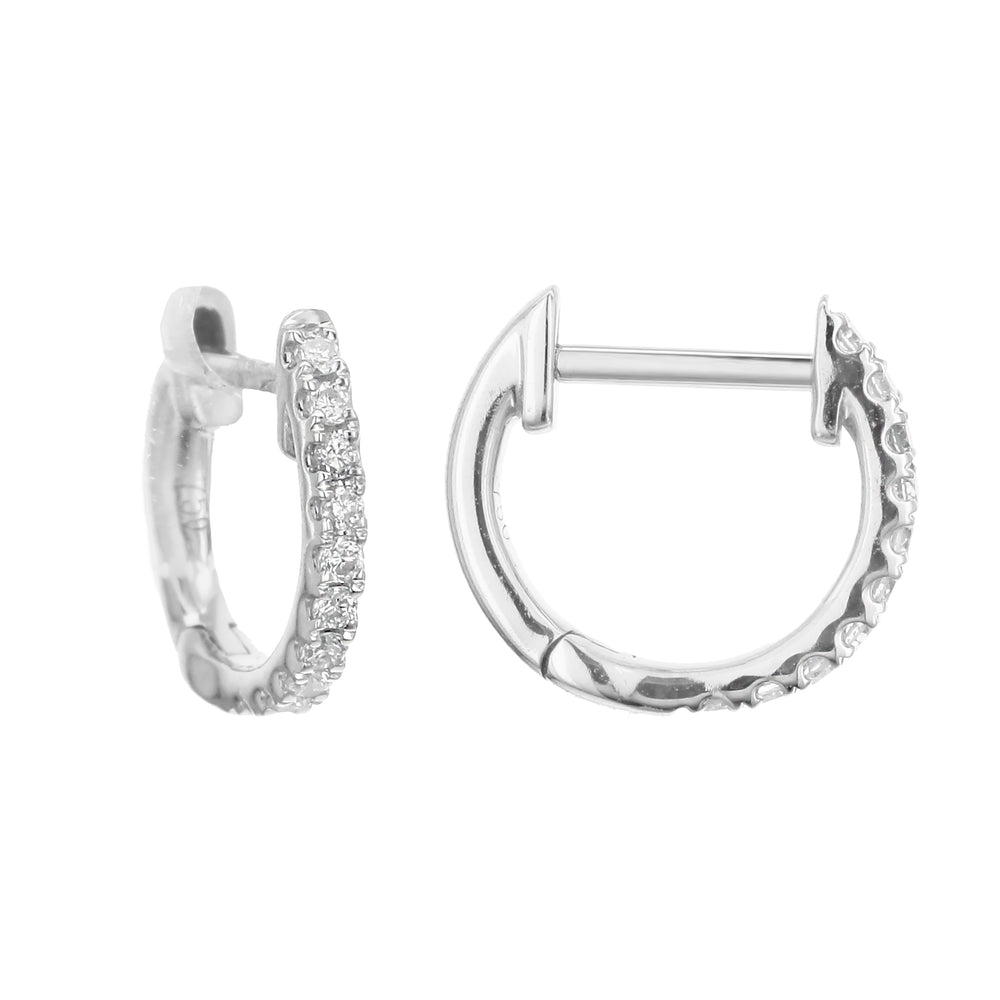 18K White Gold Diamond Huggie Earrings