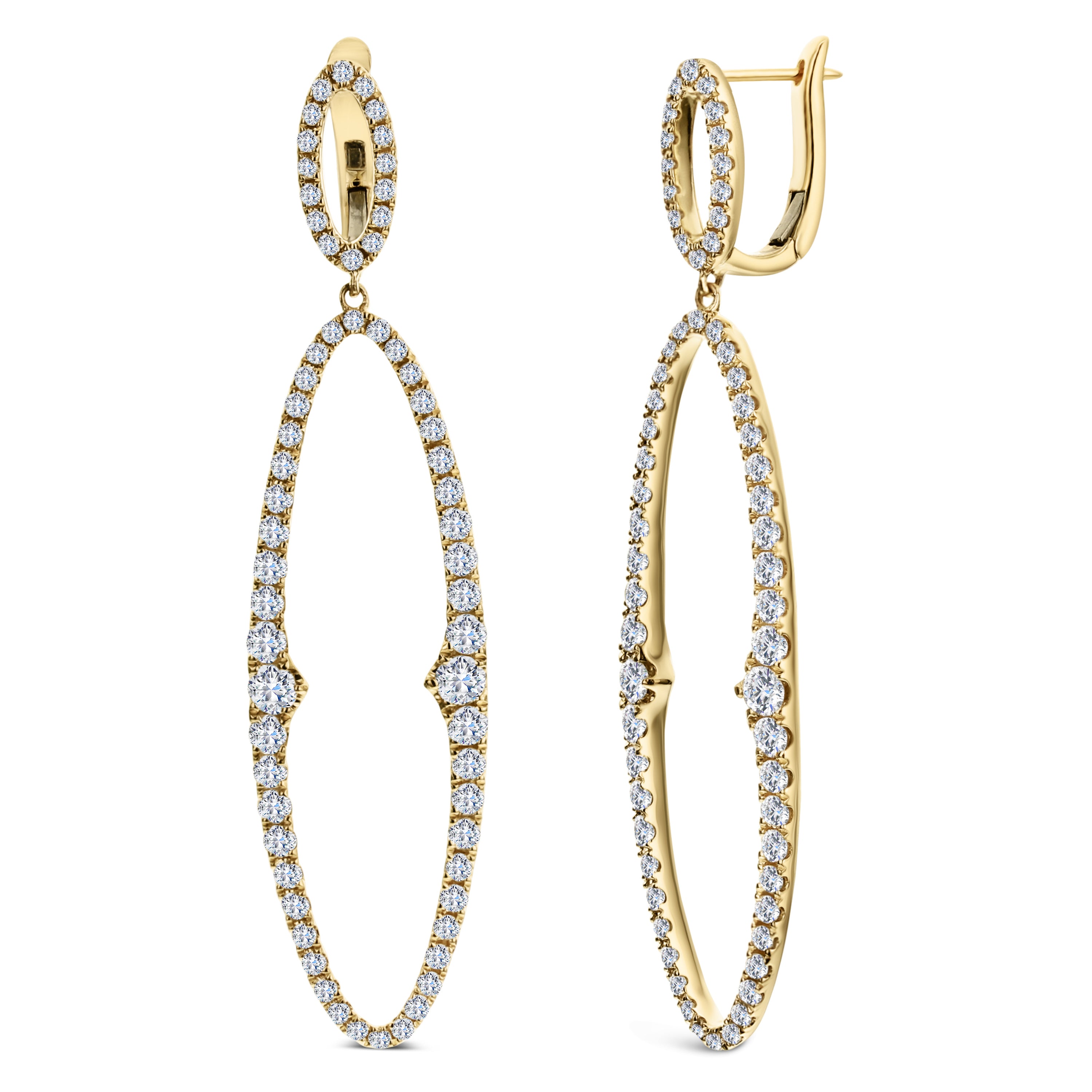 18K Yellow Gold Open Marquise Diamond Dangle Earrings – 1.90 CTW