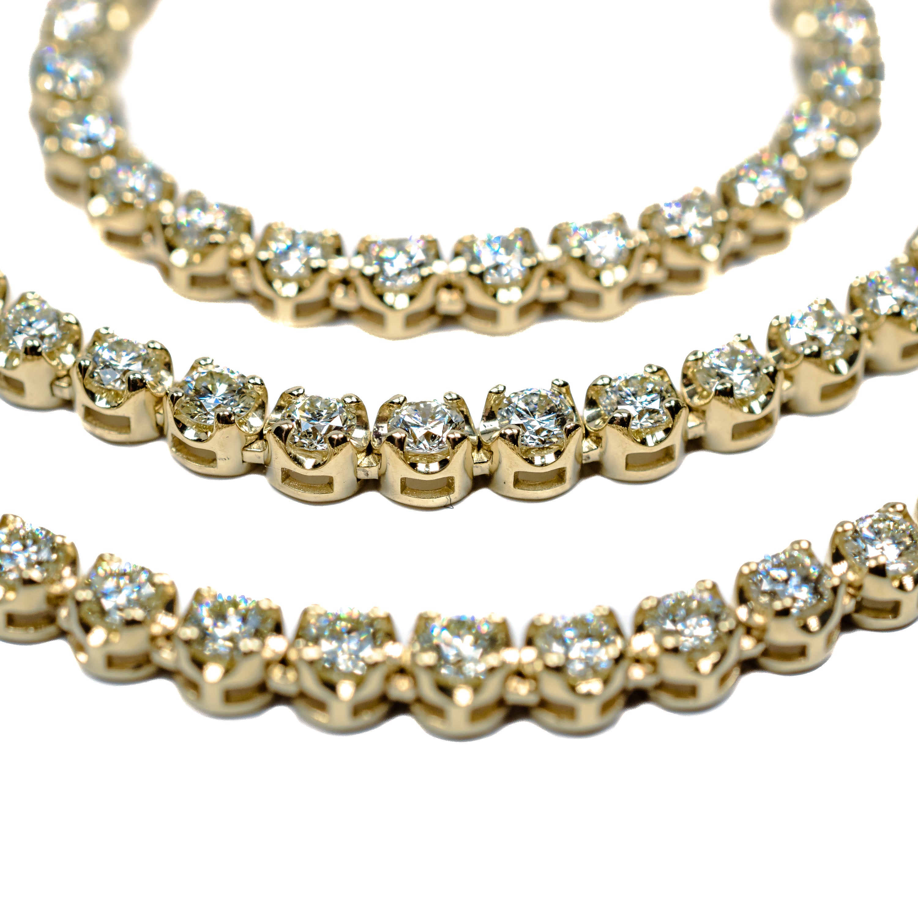 14K Yellow Gold Diamond Tennis Necklace – 12.10 Carats  22"