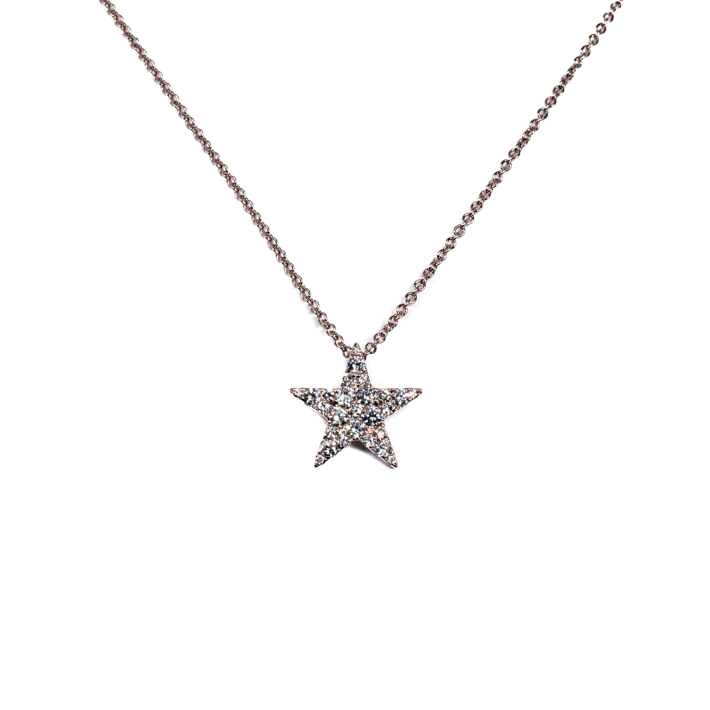 18K Rose Gold Diamond Star Pendant Necklace