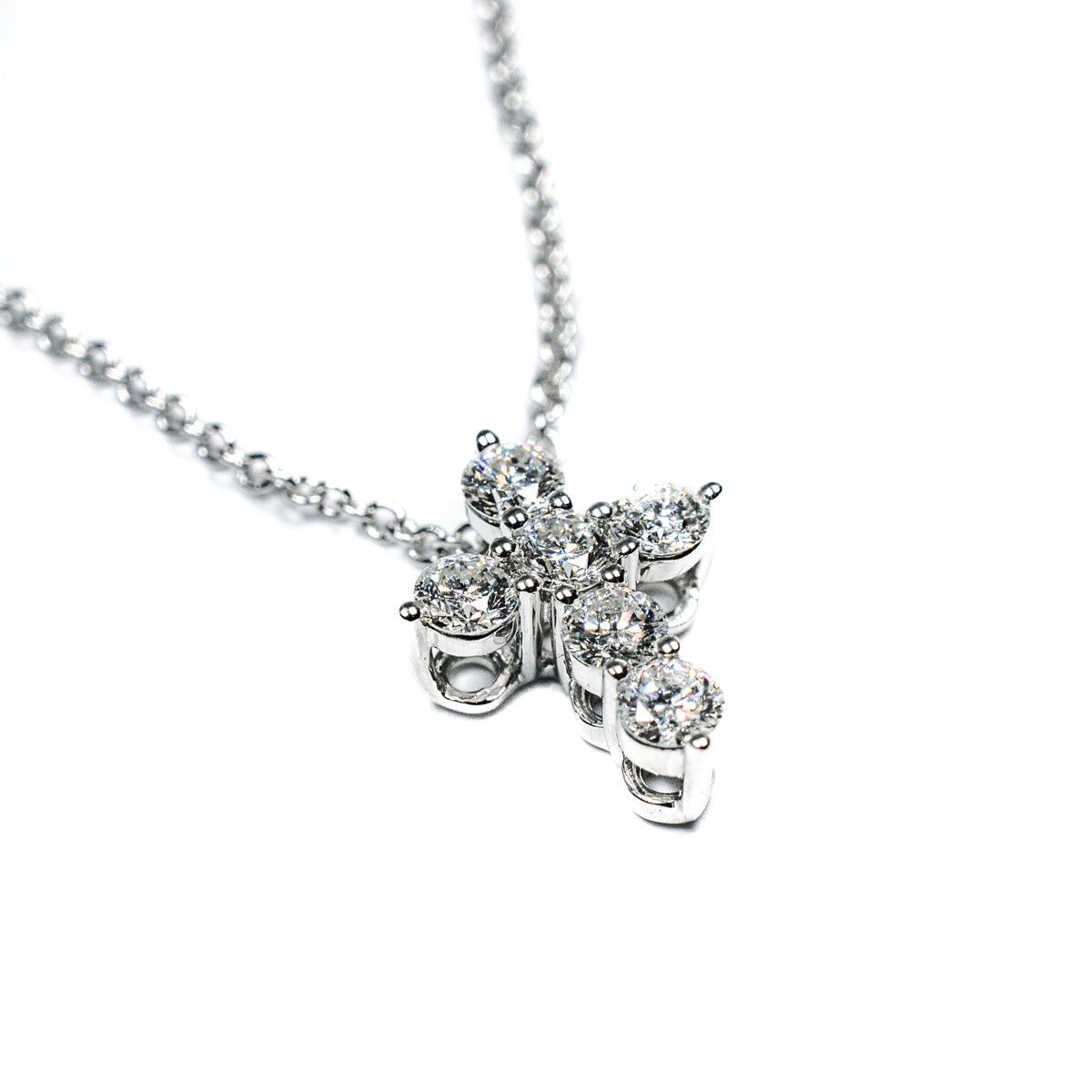14K White Gold 0.50 CTW Diamond Cross Pendant on 14K Yellow Gold 18" Cable Chain