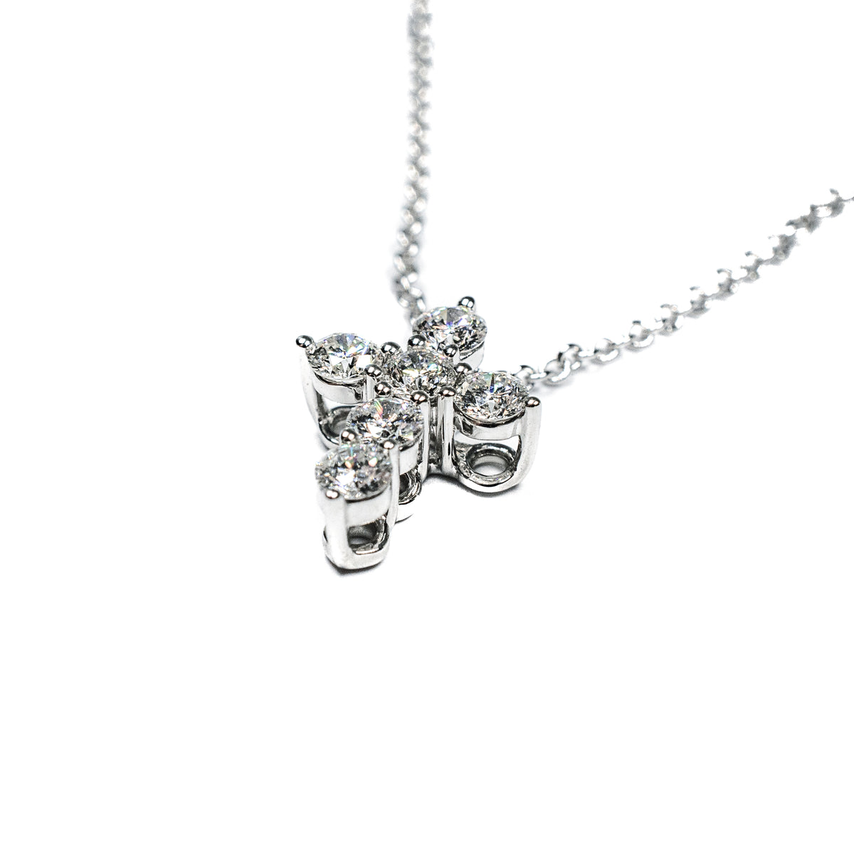 14K White Gold 0.50 CTW Diamond Cross Pendant on 14K Yellow Gold 18" Cable Chain