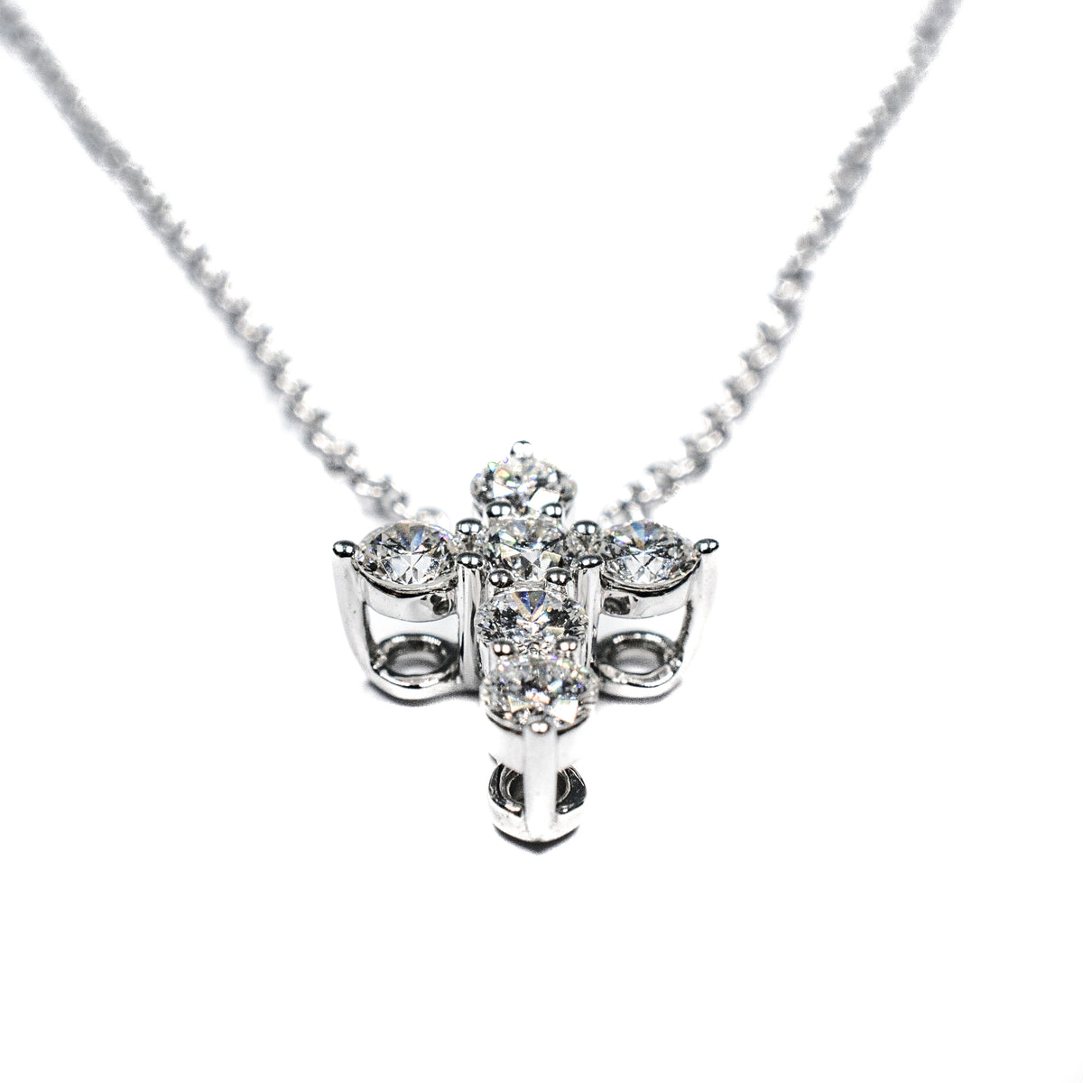 14K White Gold 0.50 CTW Diamond Cross Pendant on 14K Yellow Gold 18" Cable Chain