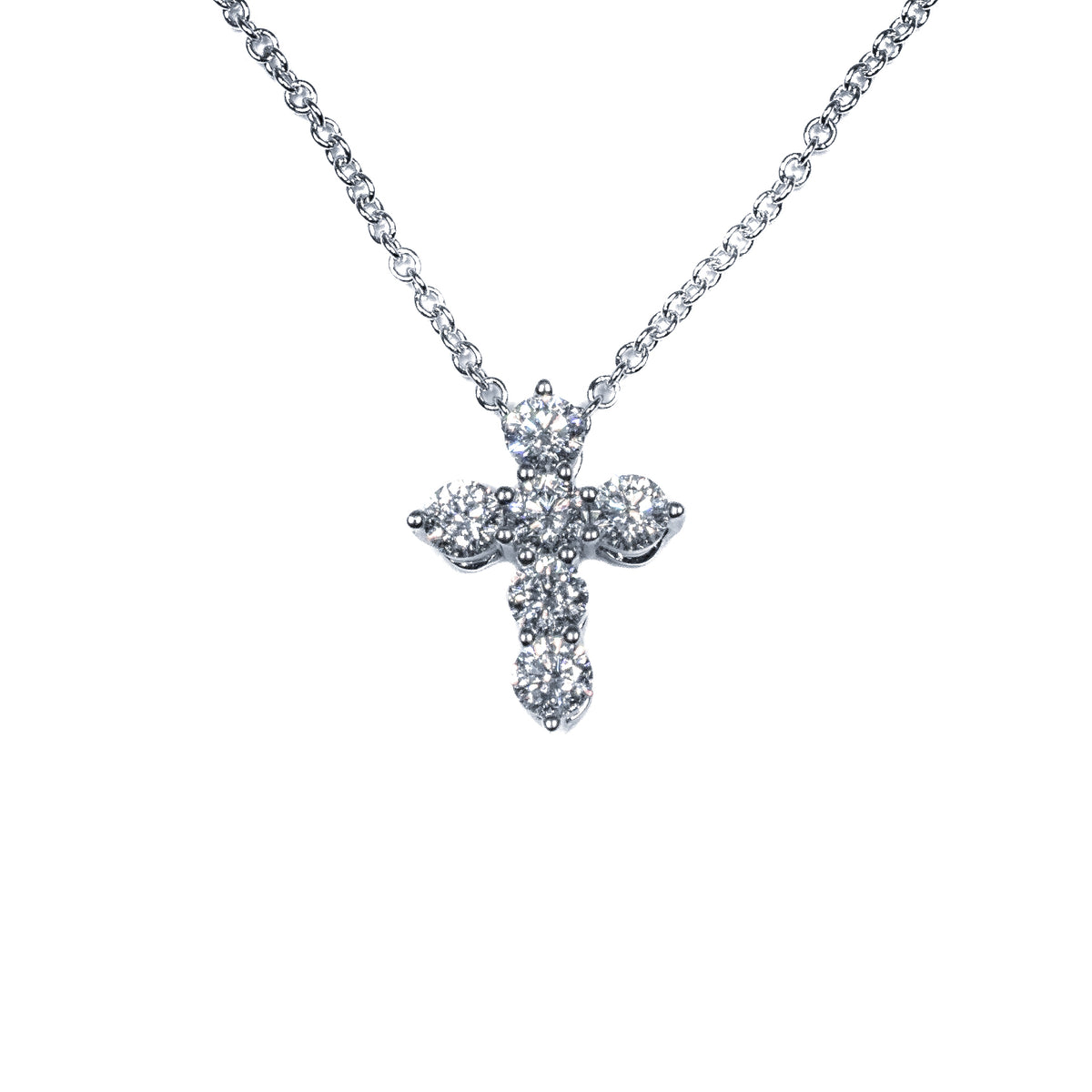 14K White Gold 0.50 CTW Diamond Cross Pendant on 14K Yellow Gold 18" Cable Chain