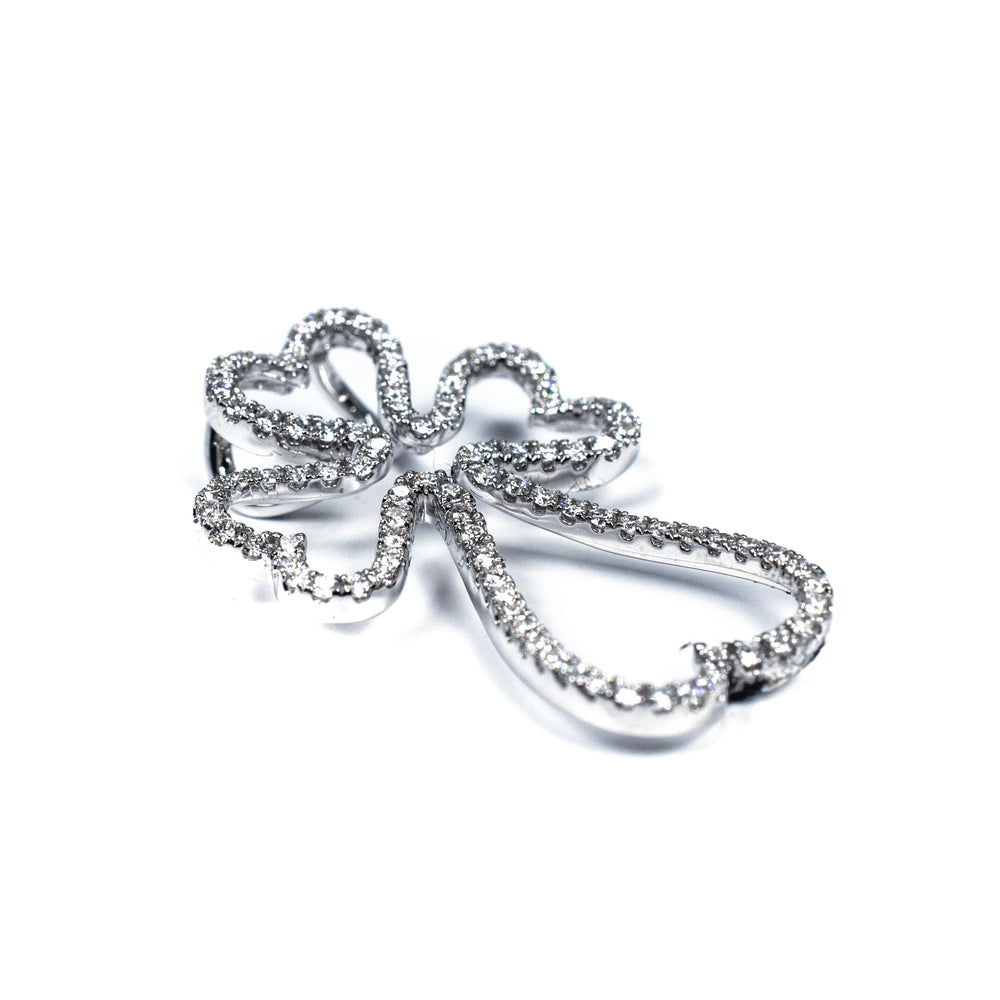 14K White Gold Diamond Heart Cross Pendant Necklace