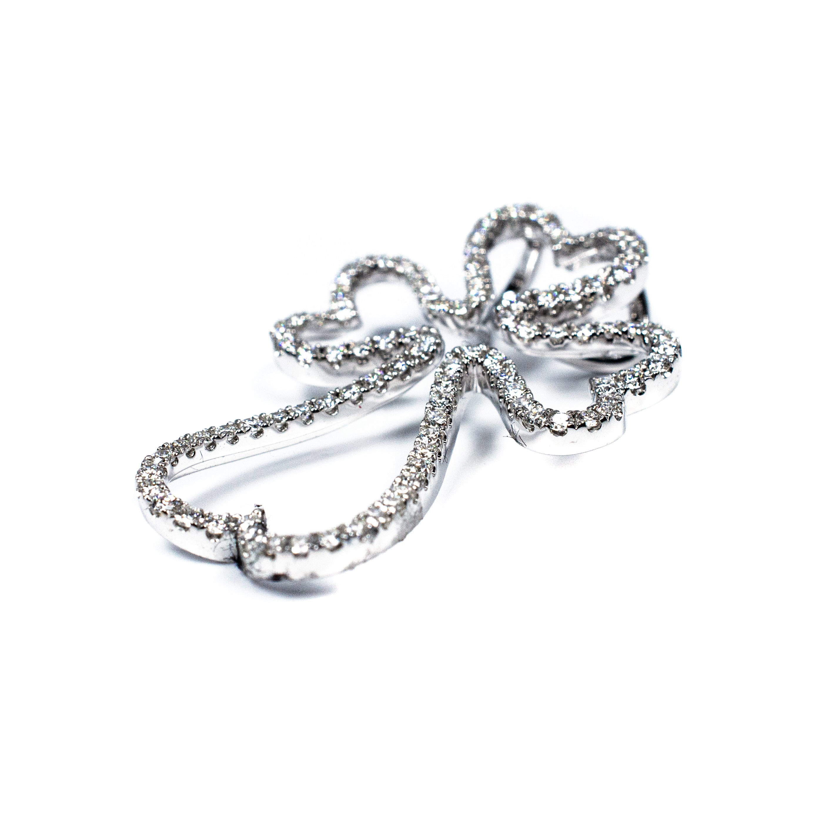 14kt wg Diamond Cross with hea