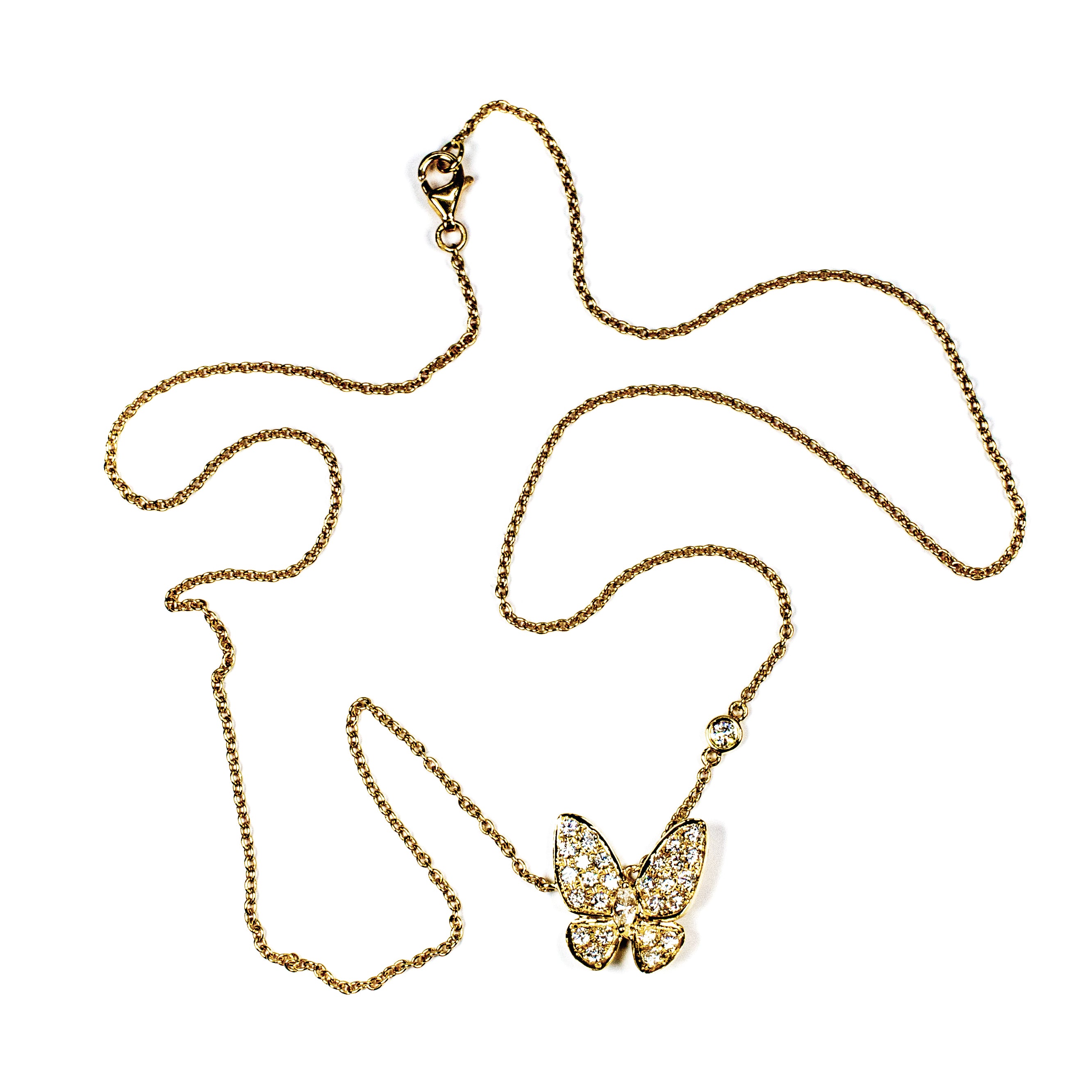 18K Gold Diamond Butterfly Pendant Necklace – Mixed Cut Diamond Butterfly