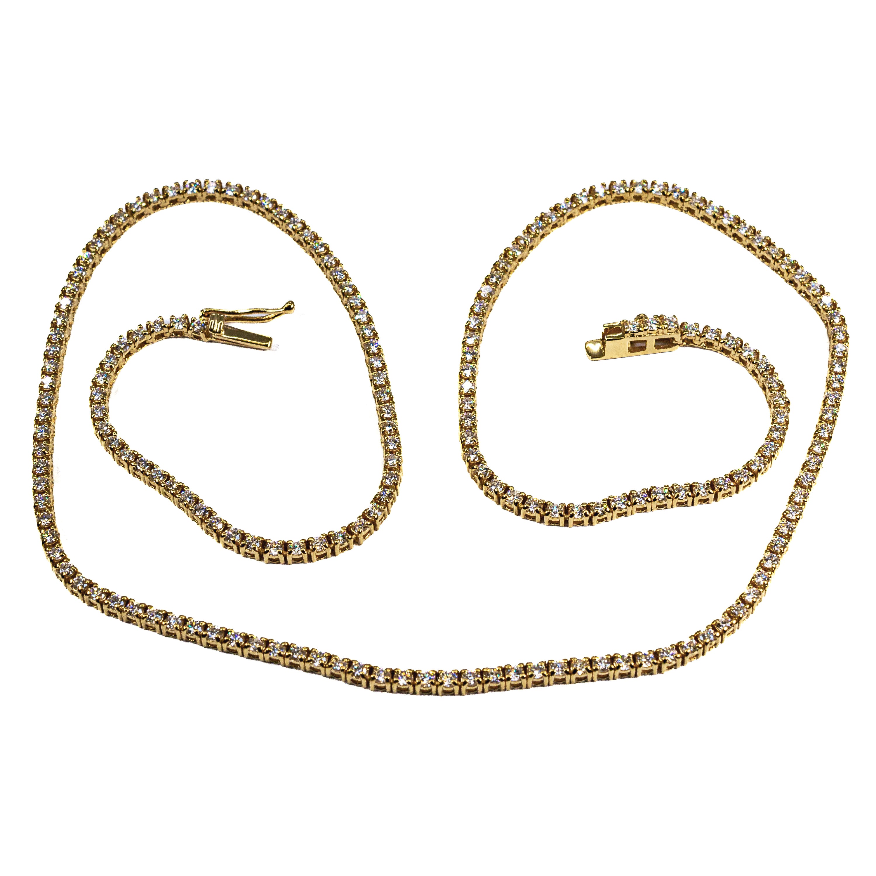 18K Yellow Gold Diamond Tennis Necklace – 5.38 Carat