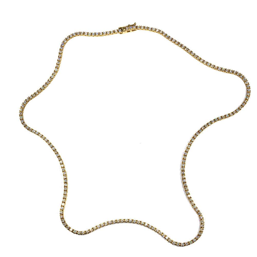 18K Yellow Gold Diamond Tennis Necklace – 5.38 Carat