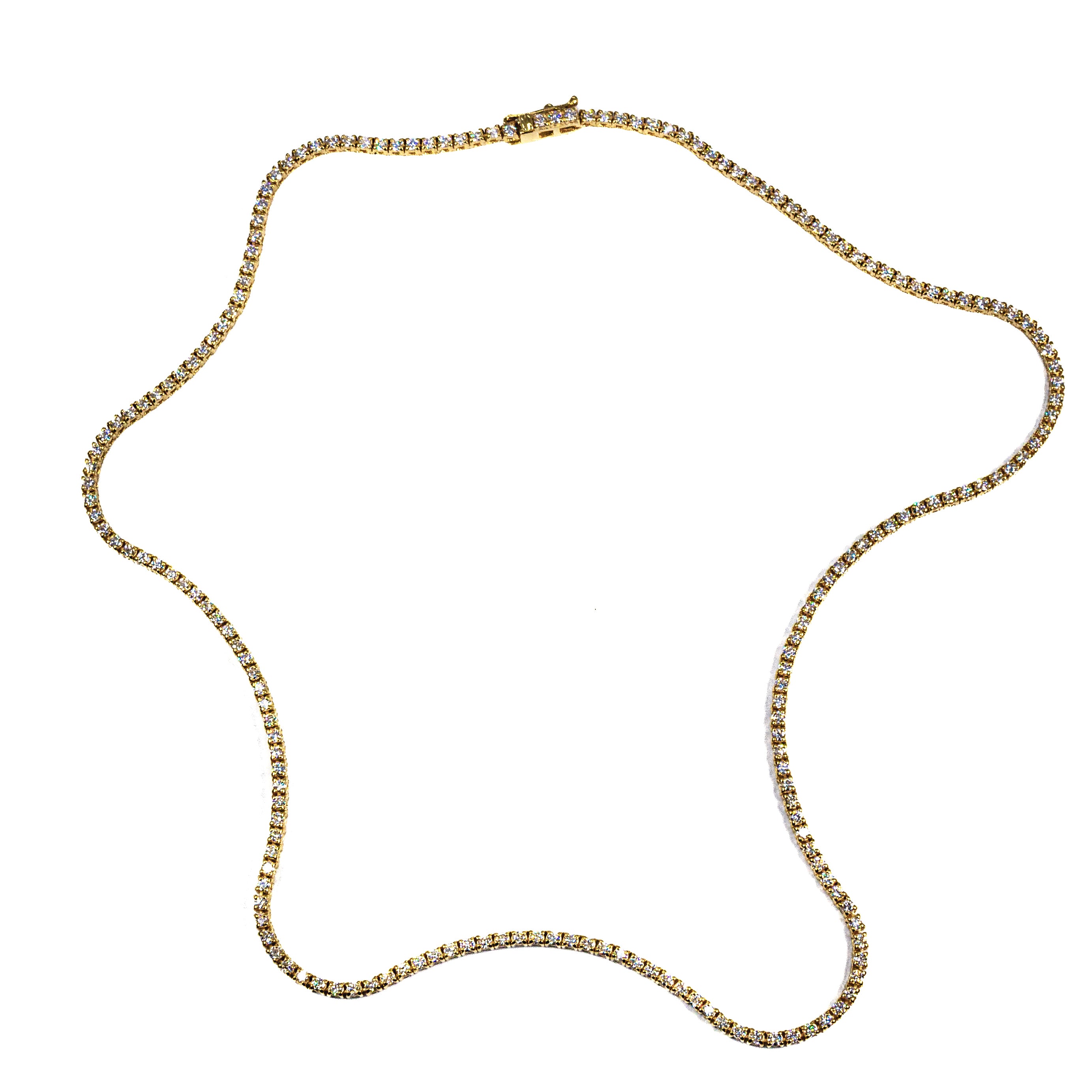 18K Yellow Gold Diamond Tennis Necklace – 5.38 Carat