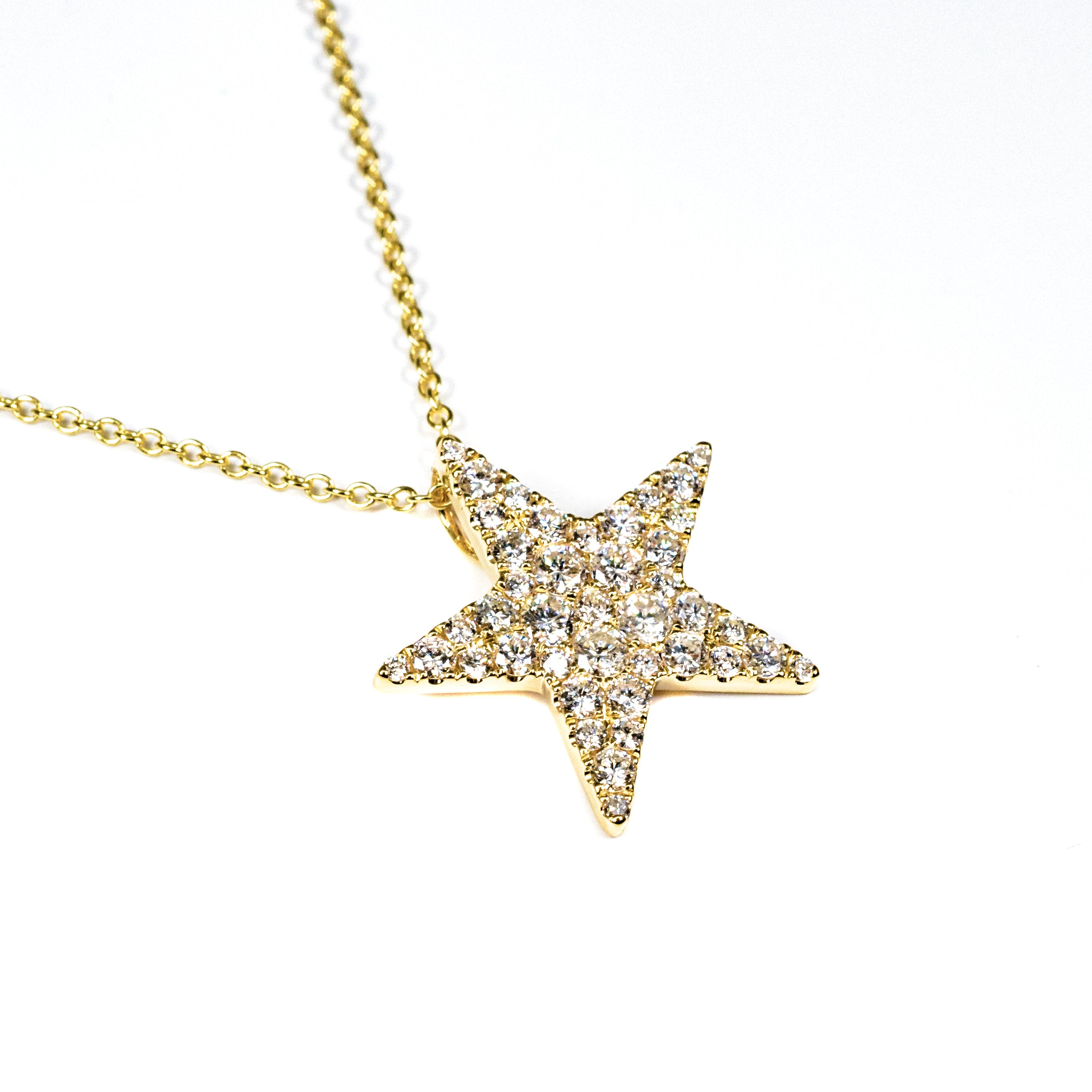 18K Yellow Gold Diamond Star Pendant Necklace – 1.00 Carat