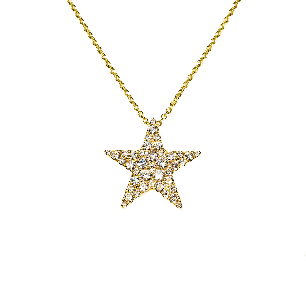 18K Yellow Gold Diamond Star Pendant Necklace – 1.00 Carat