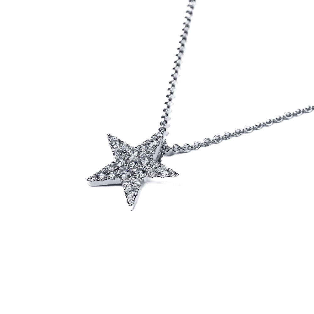 18K White Gold Diamond Star Pendant Necklace