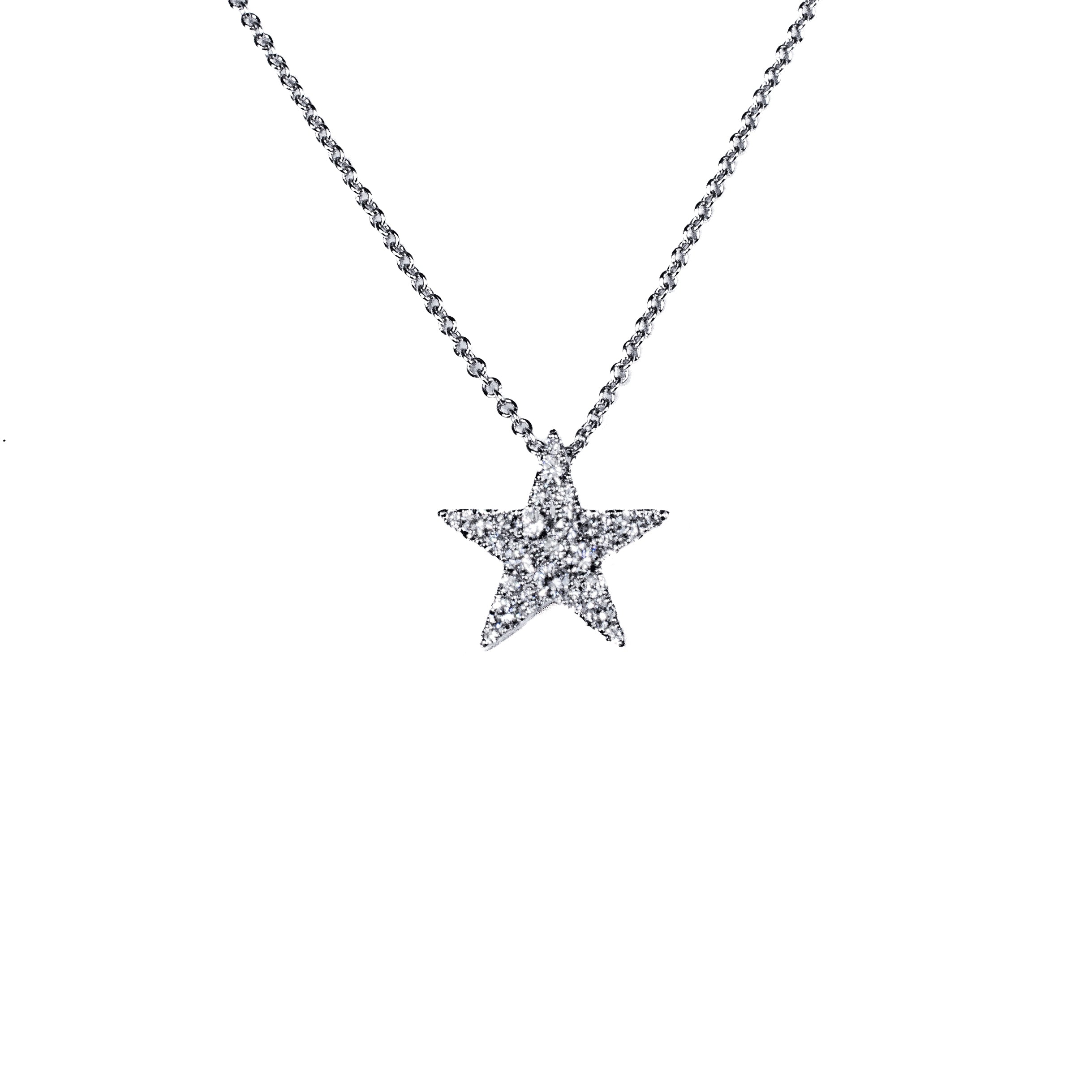 18K White Gold Diamond Star Pendant Necklace