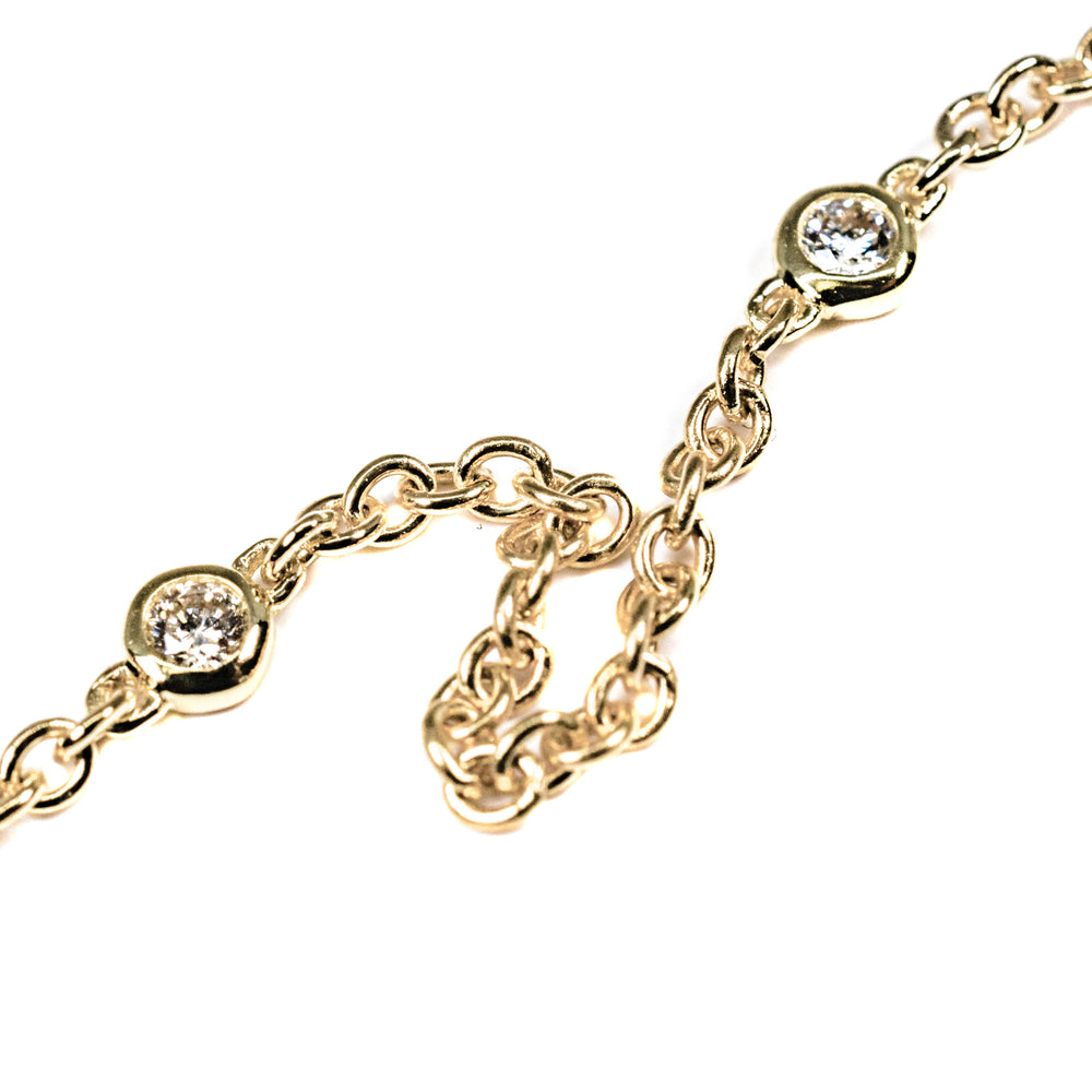 18K Gold Diamond Station Necklace 0.39 Carats – Long Dainty DBY Necklace
